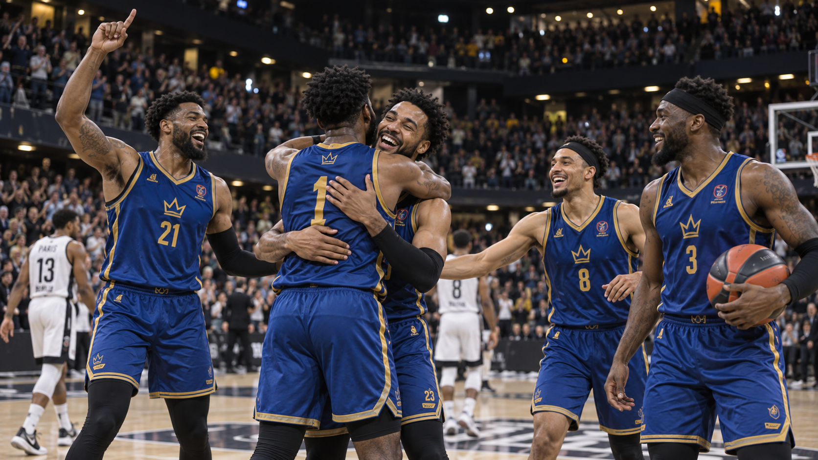 London Lions players celebrating their London Lions Invitational title