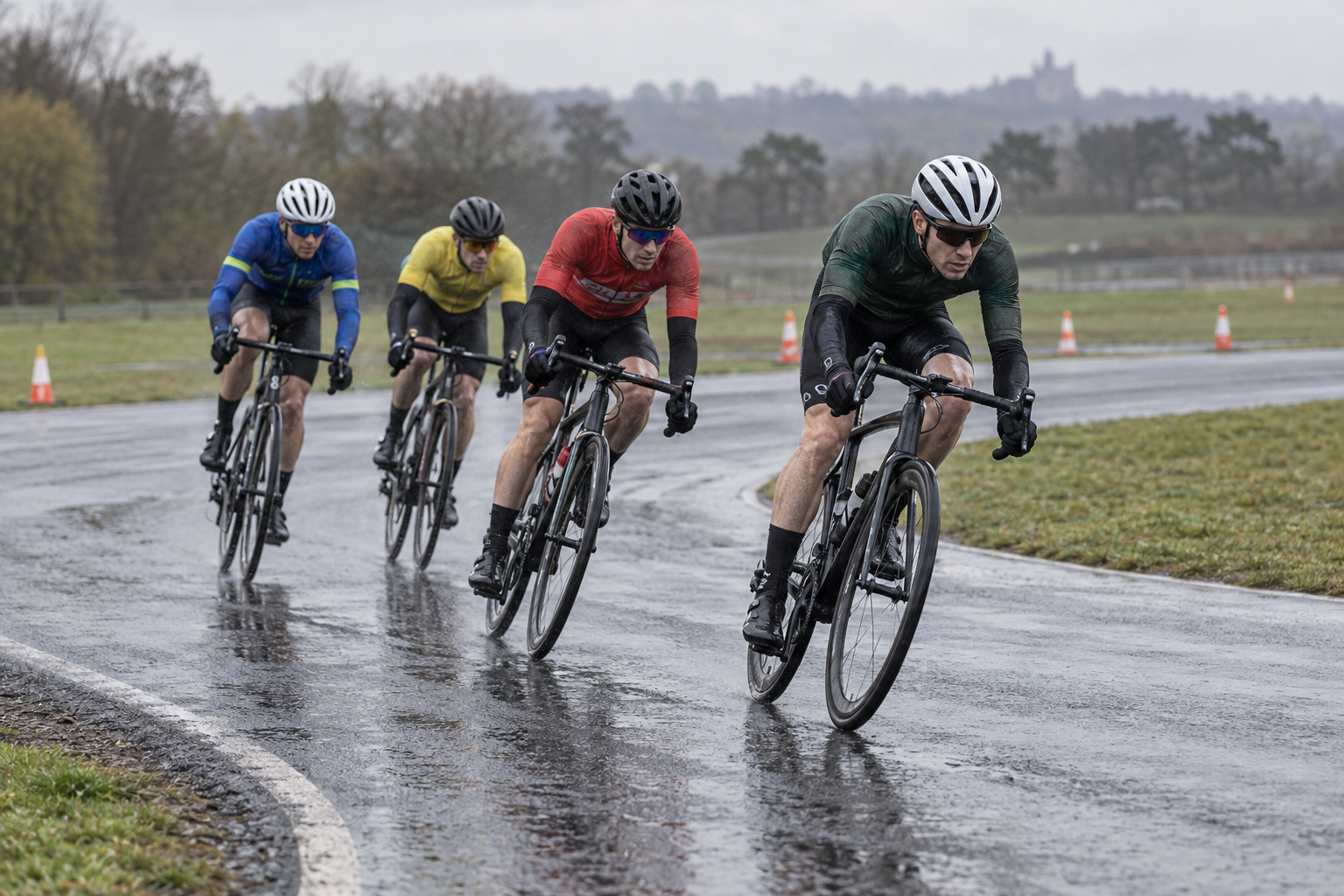 AI-generated editorial illustration of Scottish road cycling competition