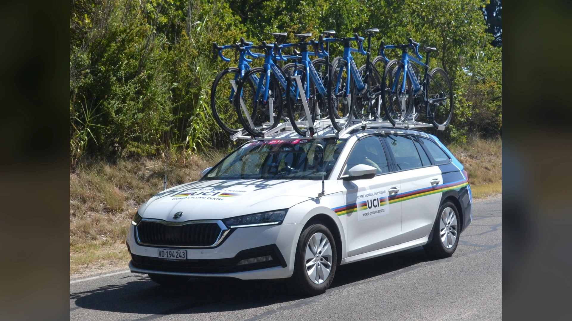 UCI race vehicle during a professional cycling event