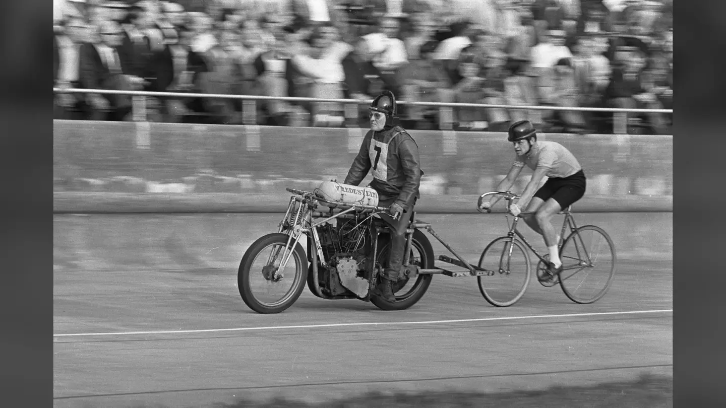 Stayer track cycling behind a motor-paced bike