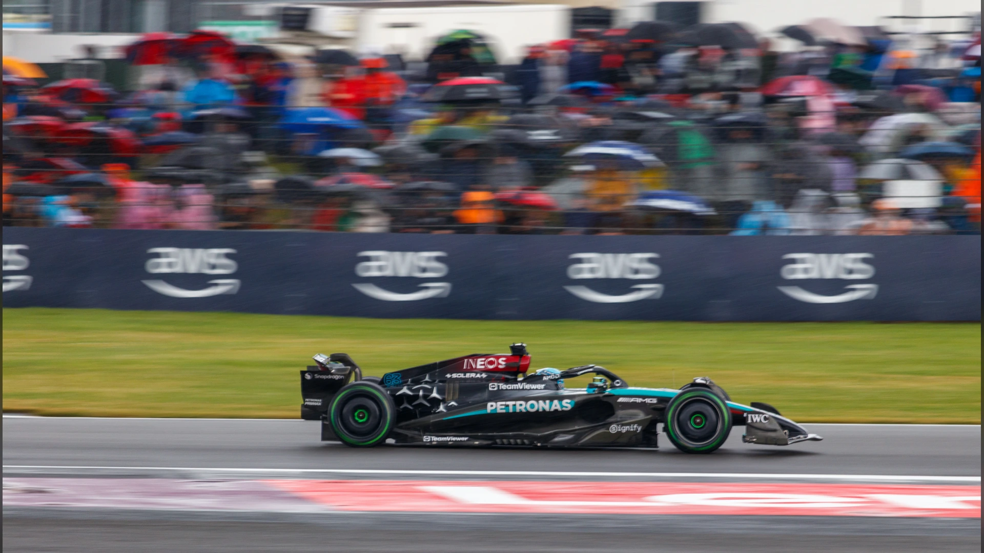 George Russell driving the Mercedes Formula 1 car