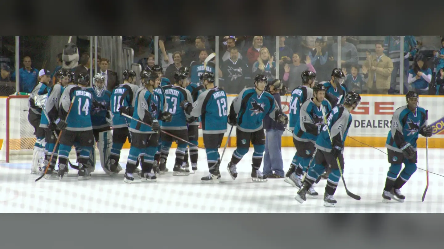 San Jose Sharks players celebrate