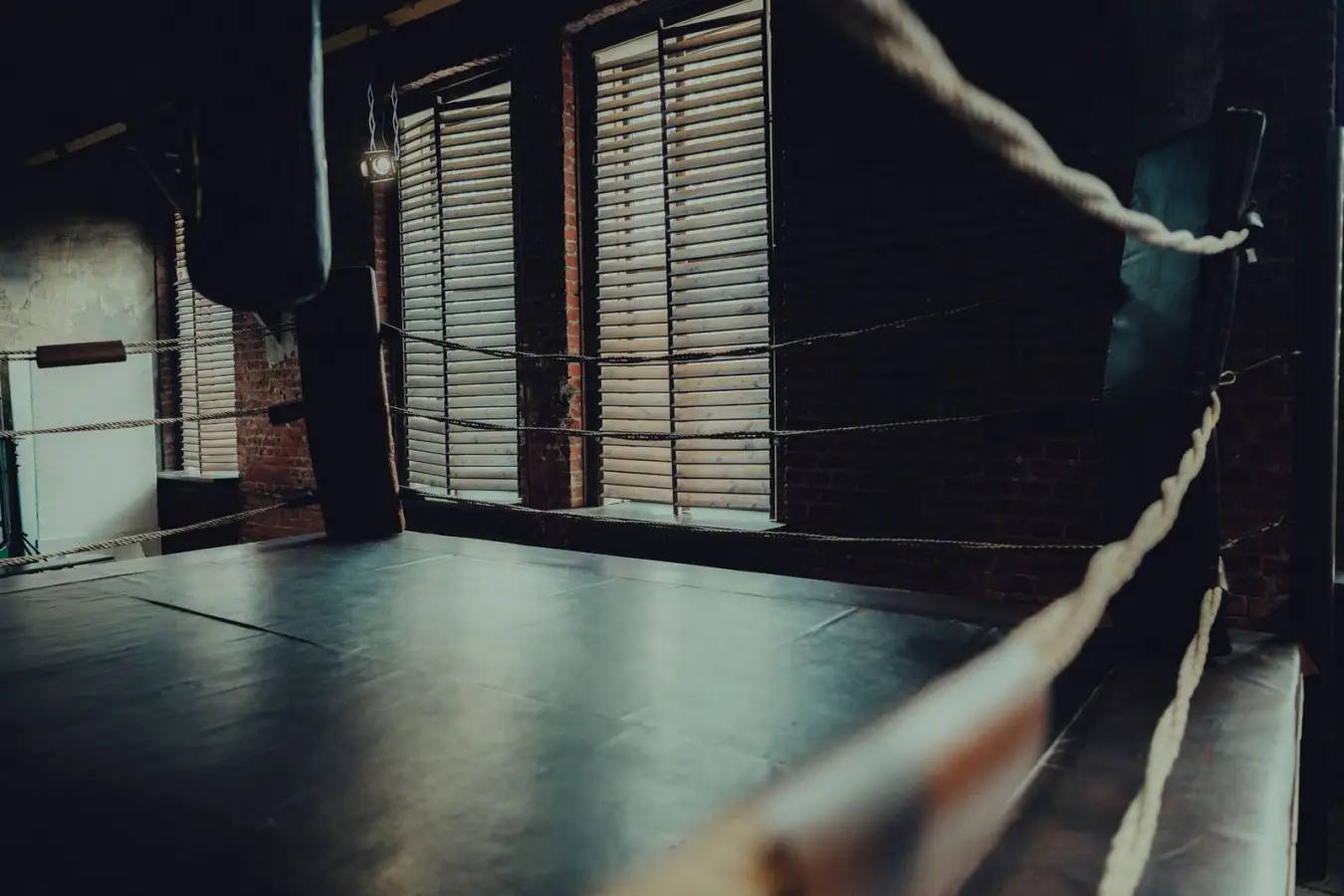 An empty boxing training ring; illustrative photograph