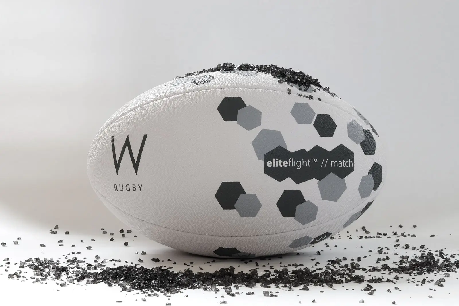 Close-up of a rugby ball; illustrative photograph