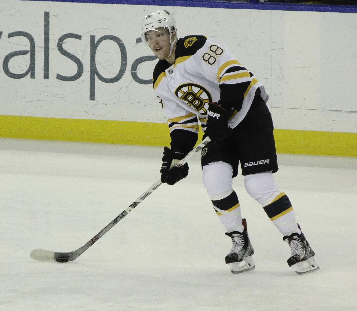 David Pastrnak during a Boston Bruins warm-up
