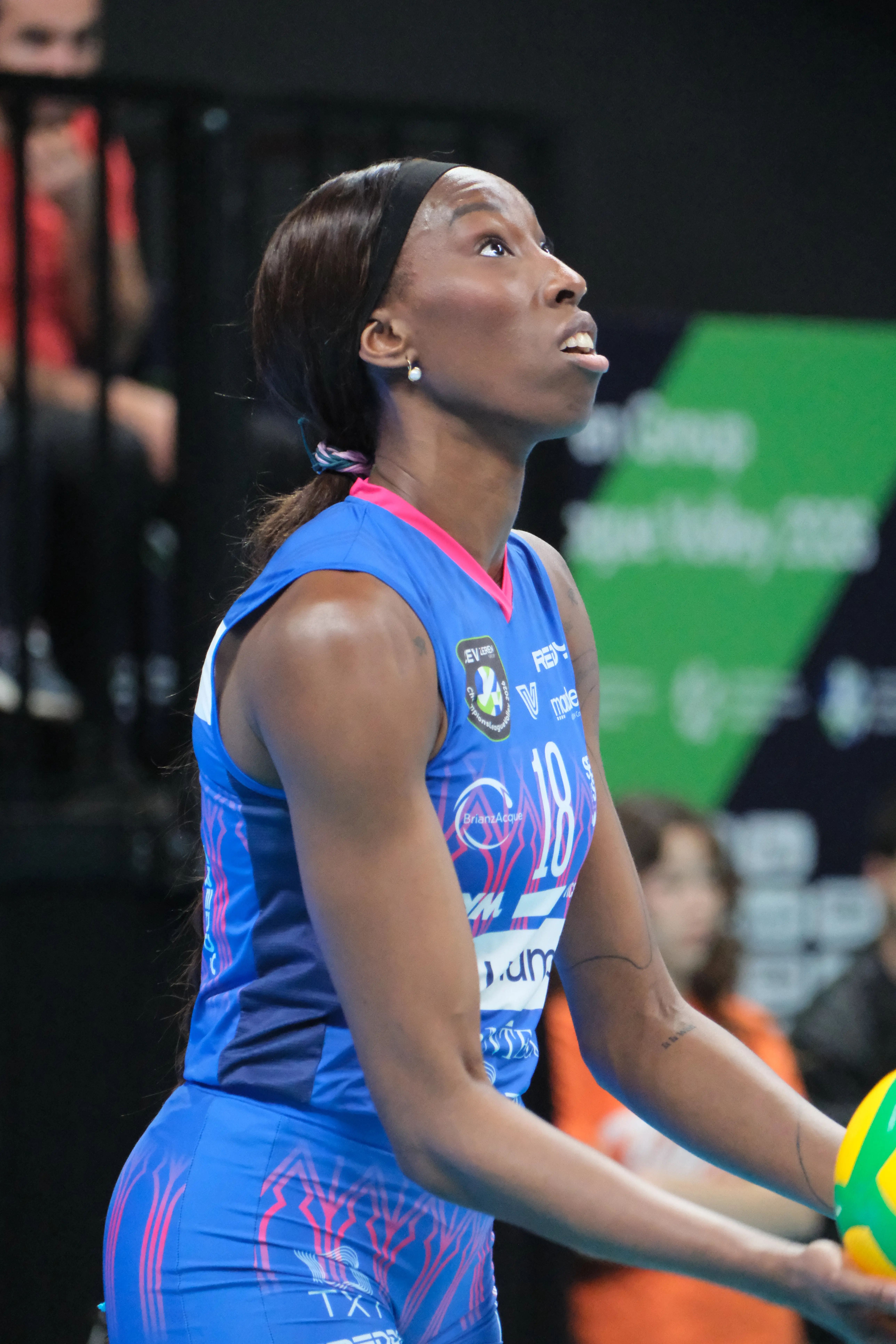 Paola Egonu preparing to serve for Numia Vero Volley Milano in January 2026