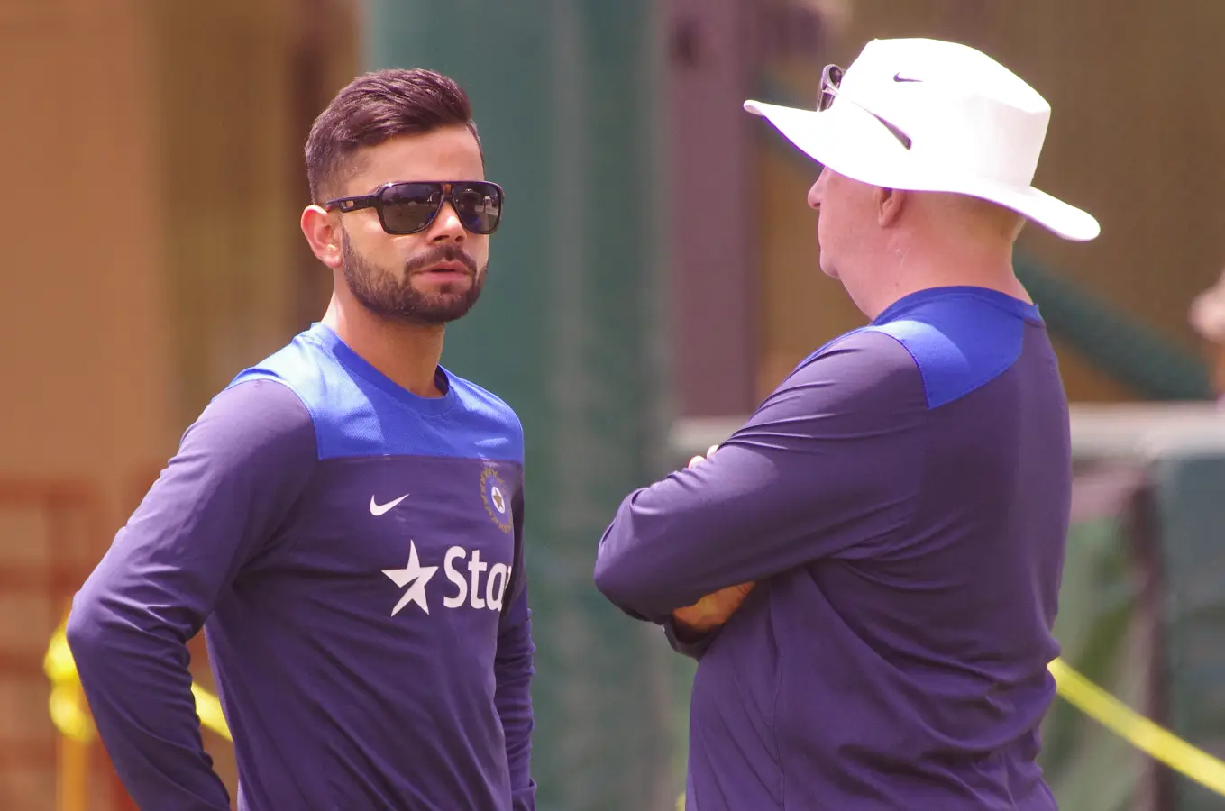 Virat Kohli with India coach Duncan Fletcher at an earlier training session