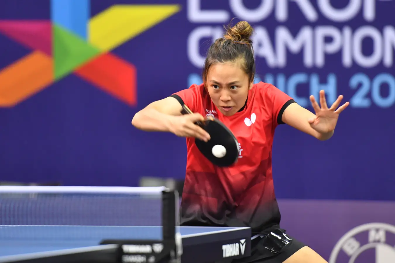 England’s Tin-Tin Ho at the 2022 European Table Tennis Championships