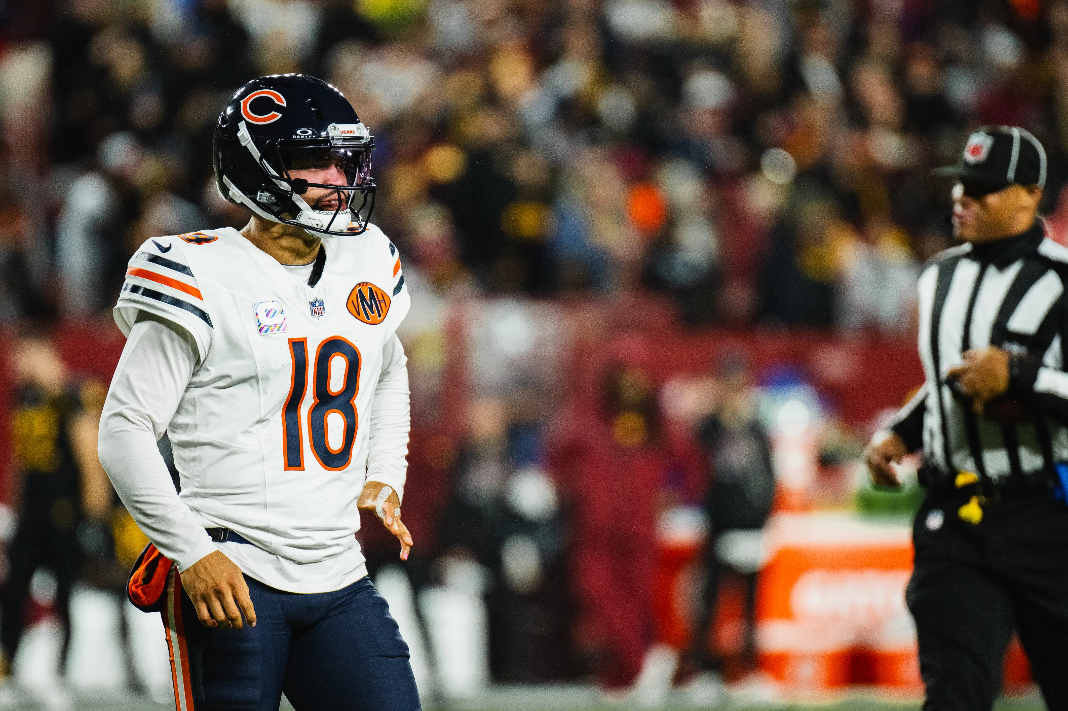 Caleb Williams in Chicago Bears uniform during a 2025 NFL game