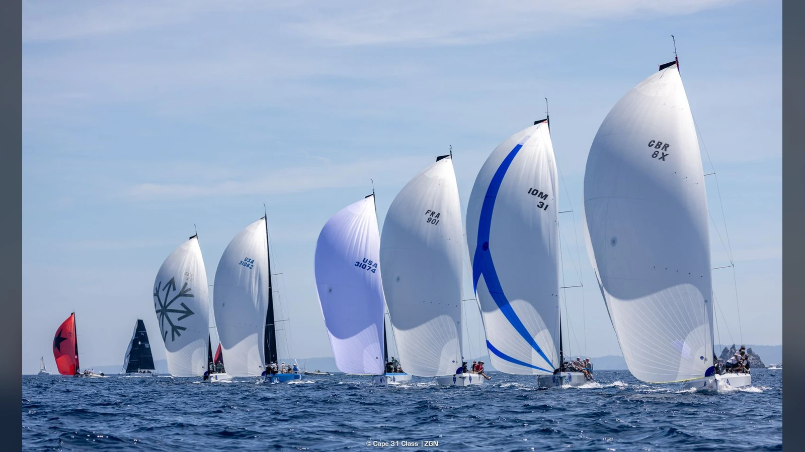 Cape 31 fleet racing at Porquerolles