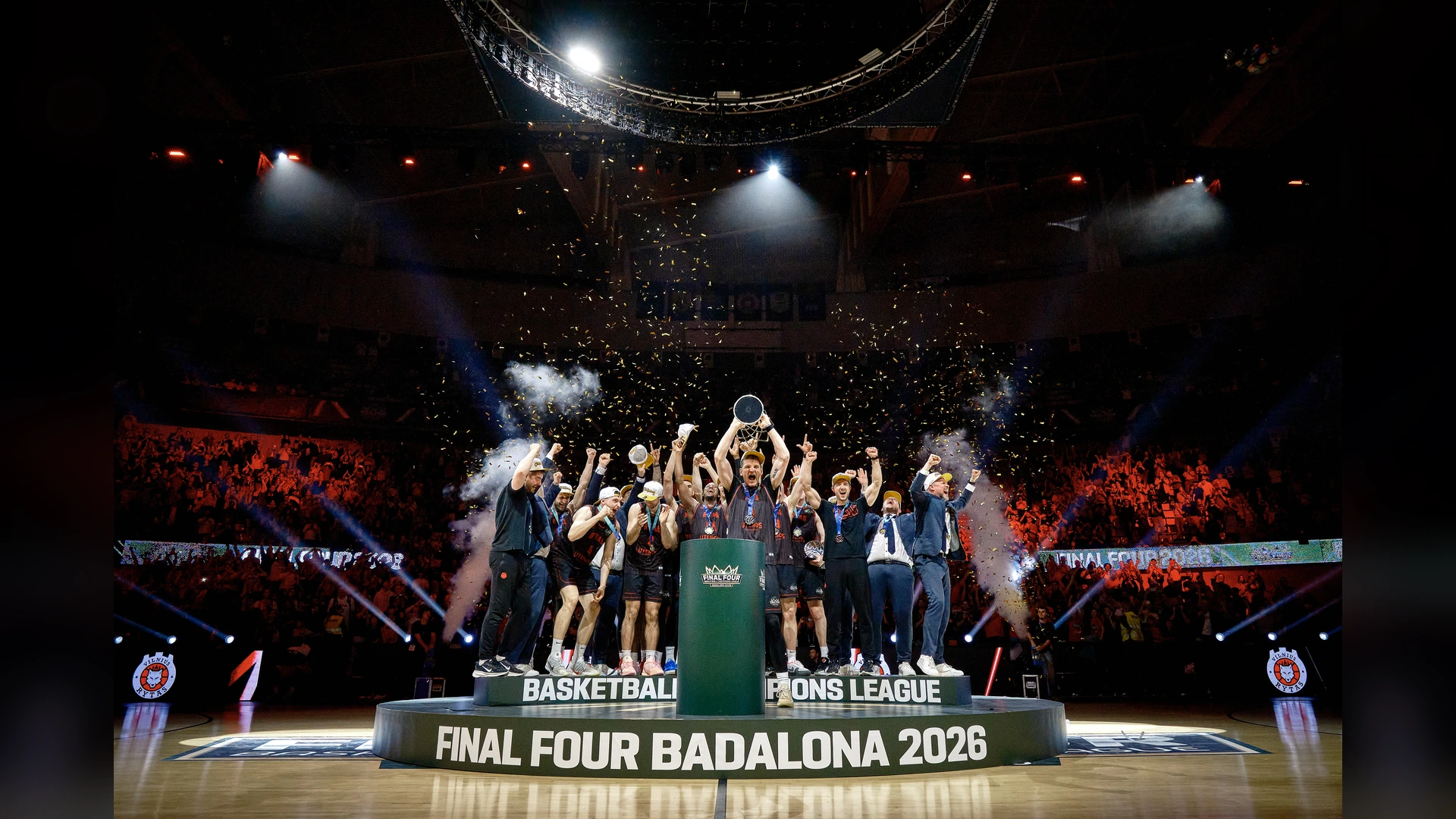 Rytas Vilnius celebrate their 2026 Basketball Champions League title