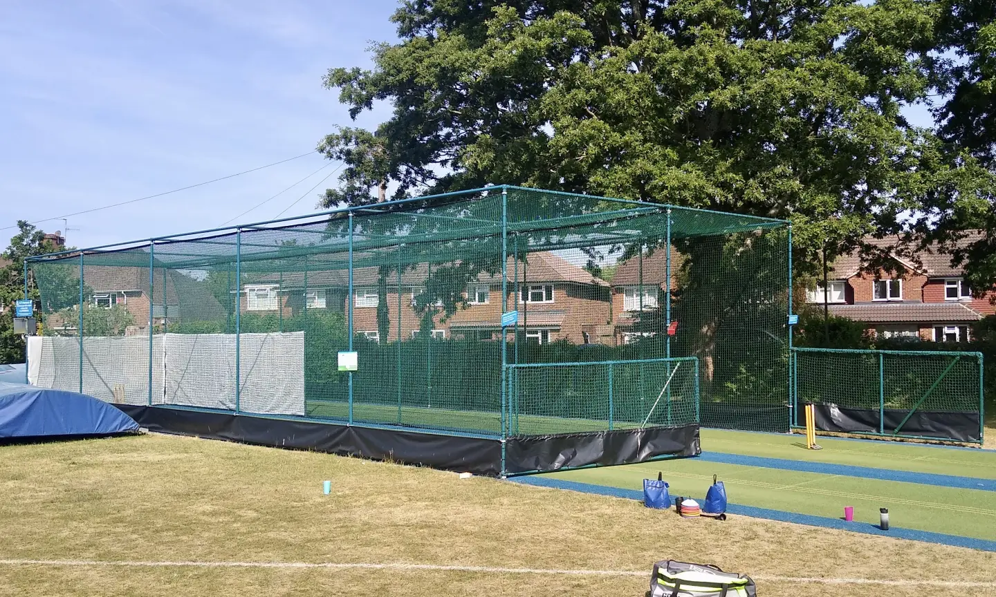 Cricket practice nets at Farncombe Cricket Club in Surrey; illustrative archive photograph