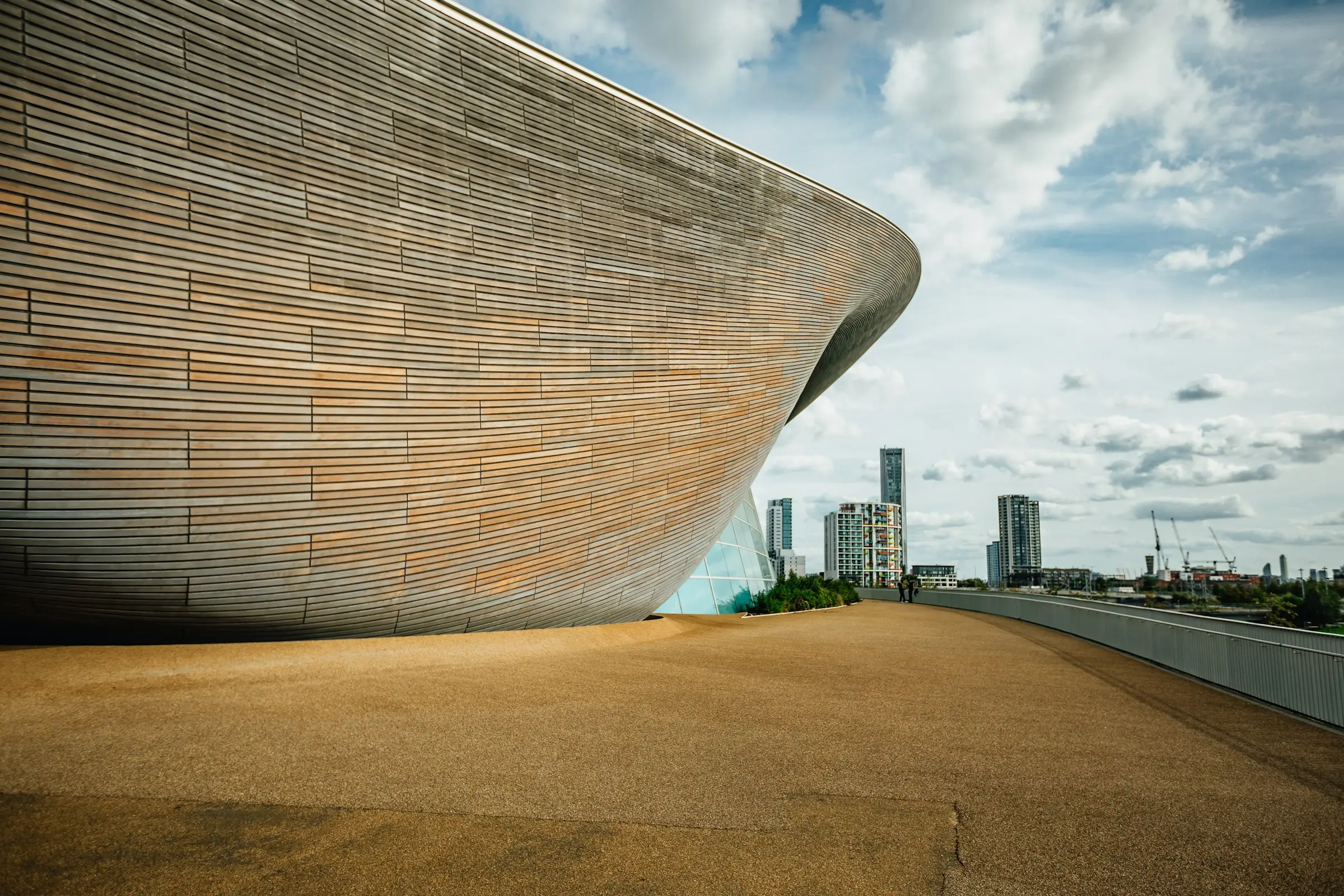 Exterior detail of Lee Valley VeloPark in London; contextual track cycling venue