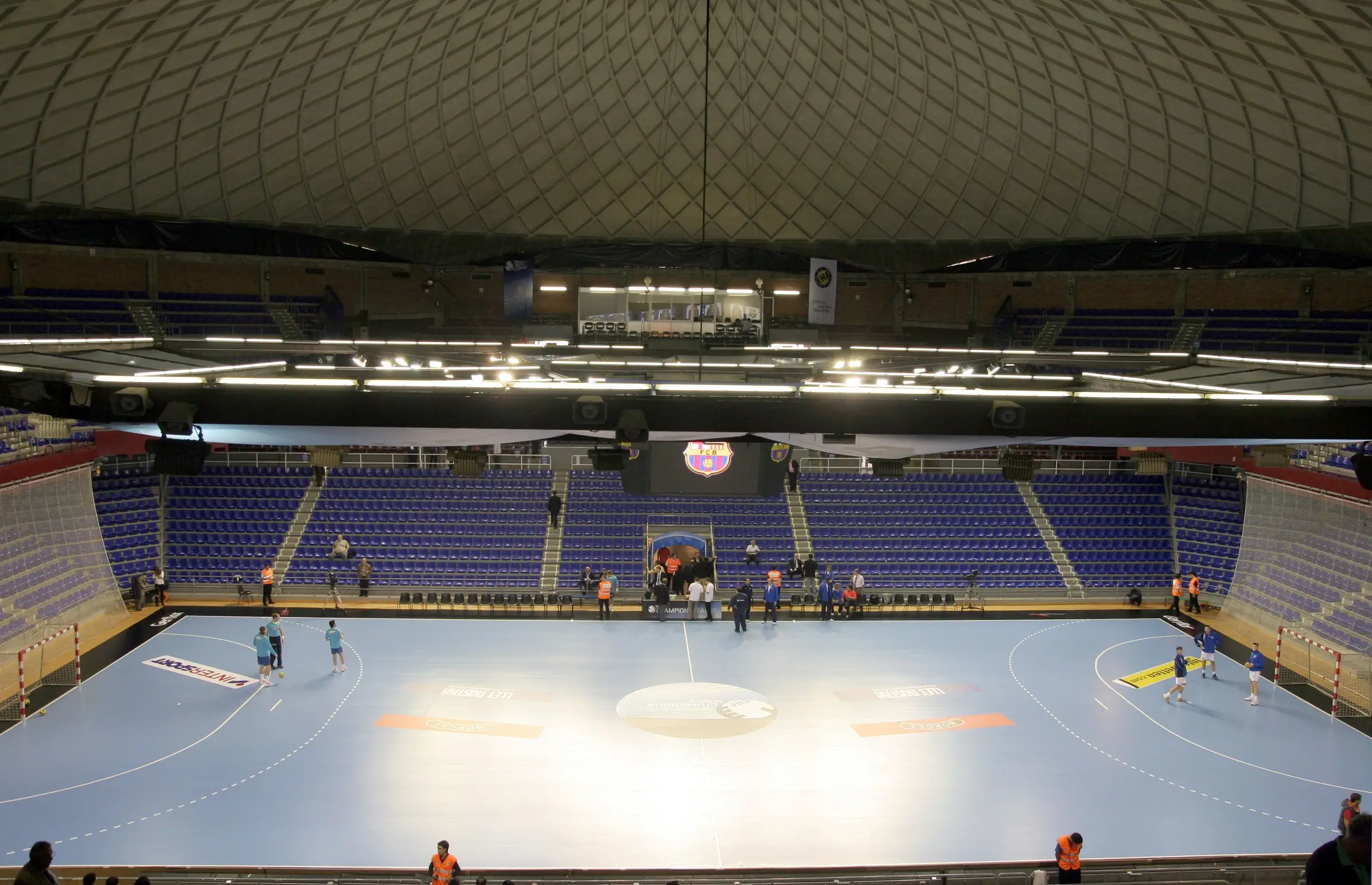Wide interior view of Palau Blaugrana in Barcelona
