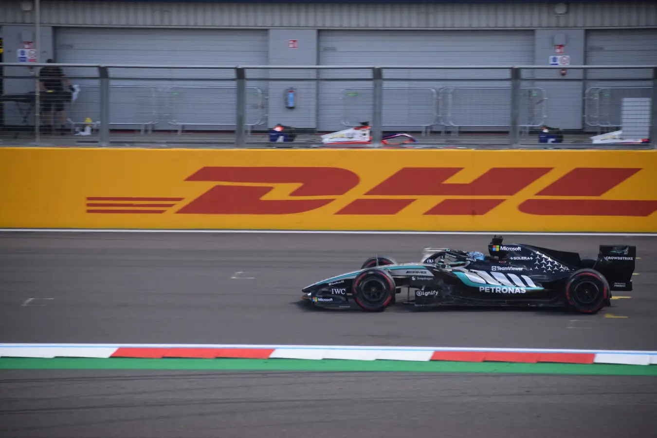 George Russell driving the Mercedes W17 at the 2026 British Grand Prix
