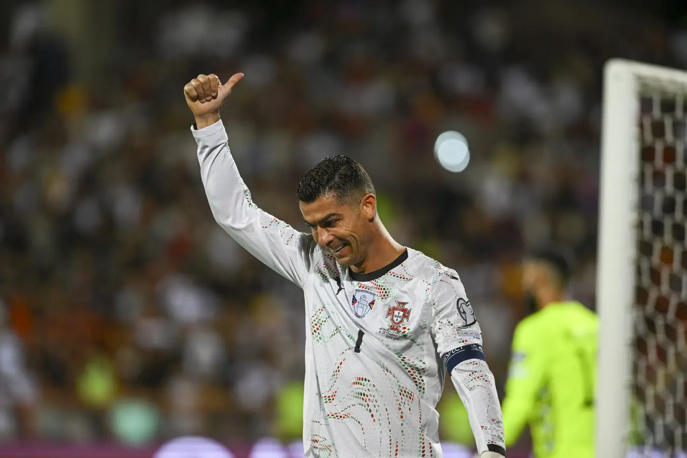 Cristiano Ronaldo celebrates for Portugal during a 2026 World Cup qualifier in 2025