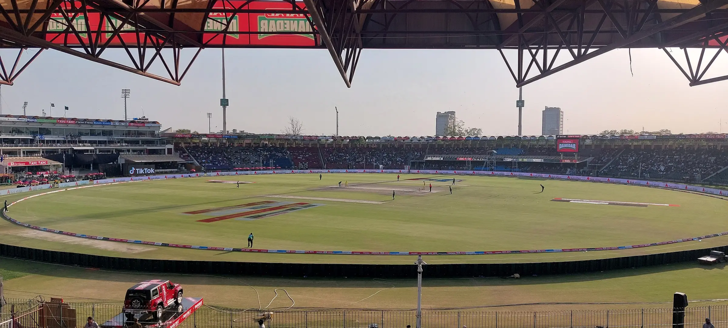 An international one-day cricket match at Gaddafi Stadium in Lahore