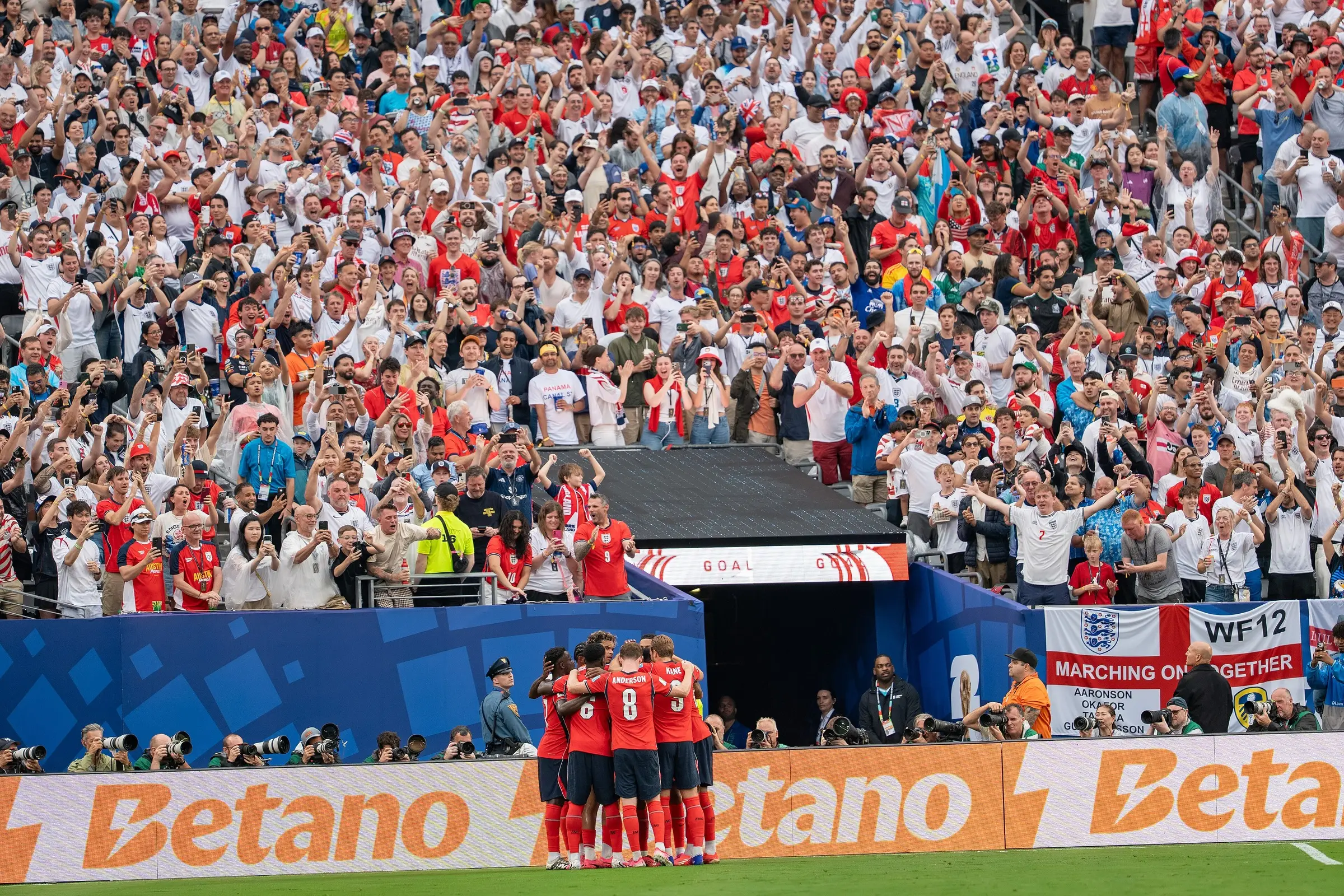 England players and supporters during the 2026 World Cup match against Panama