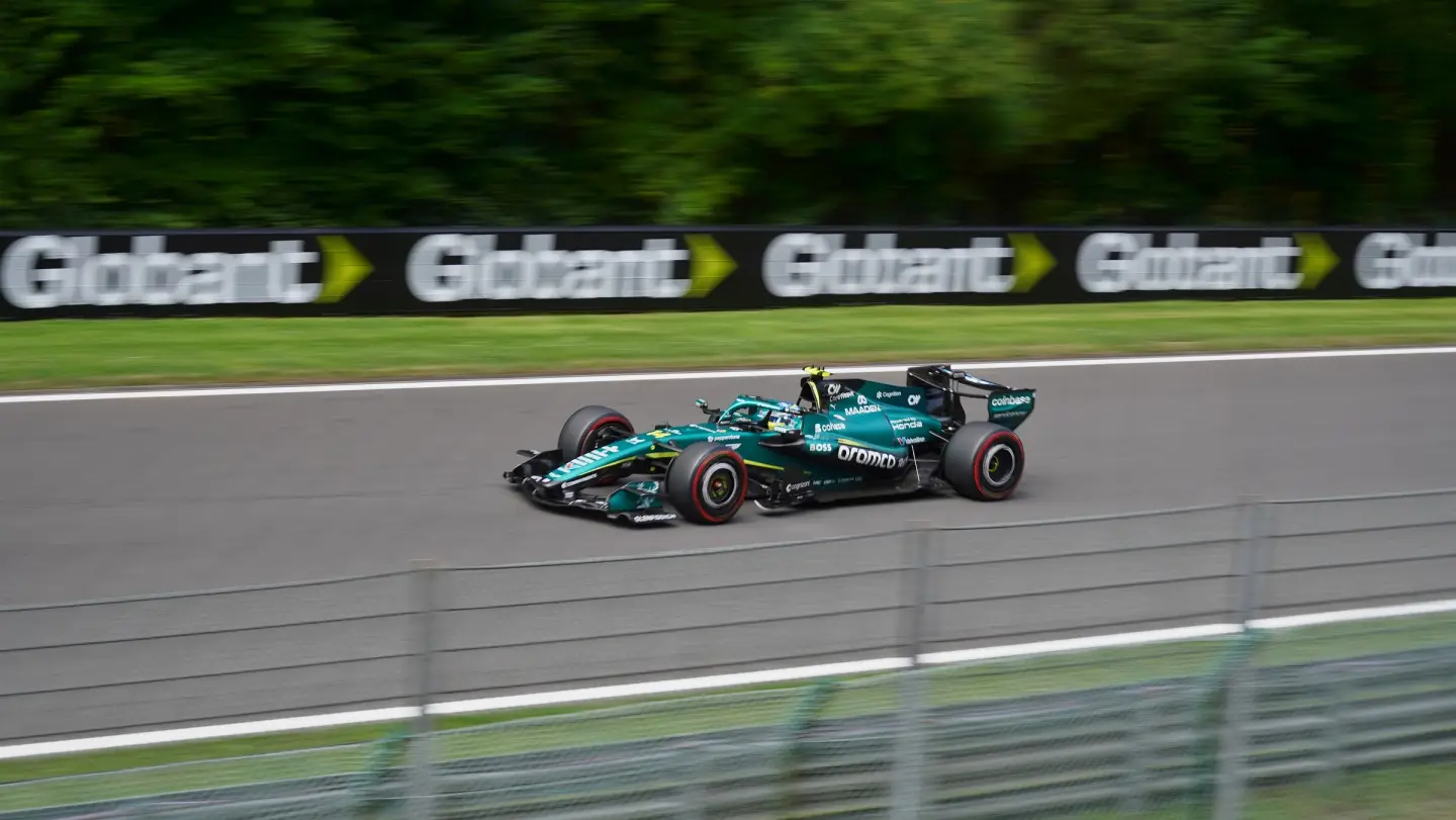 Fernando Alonso driving the Aston Martin AMR26 at Spa-Francorchamps in 2026