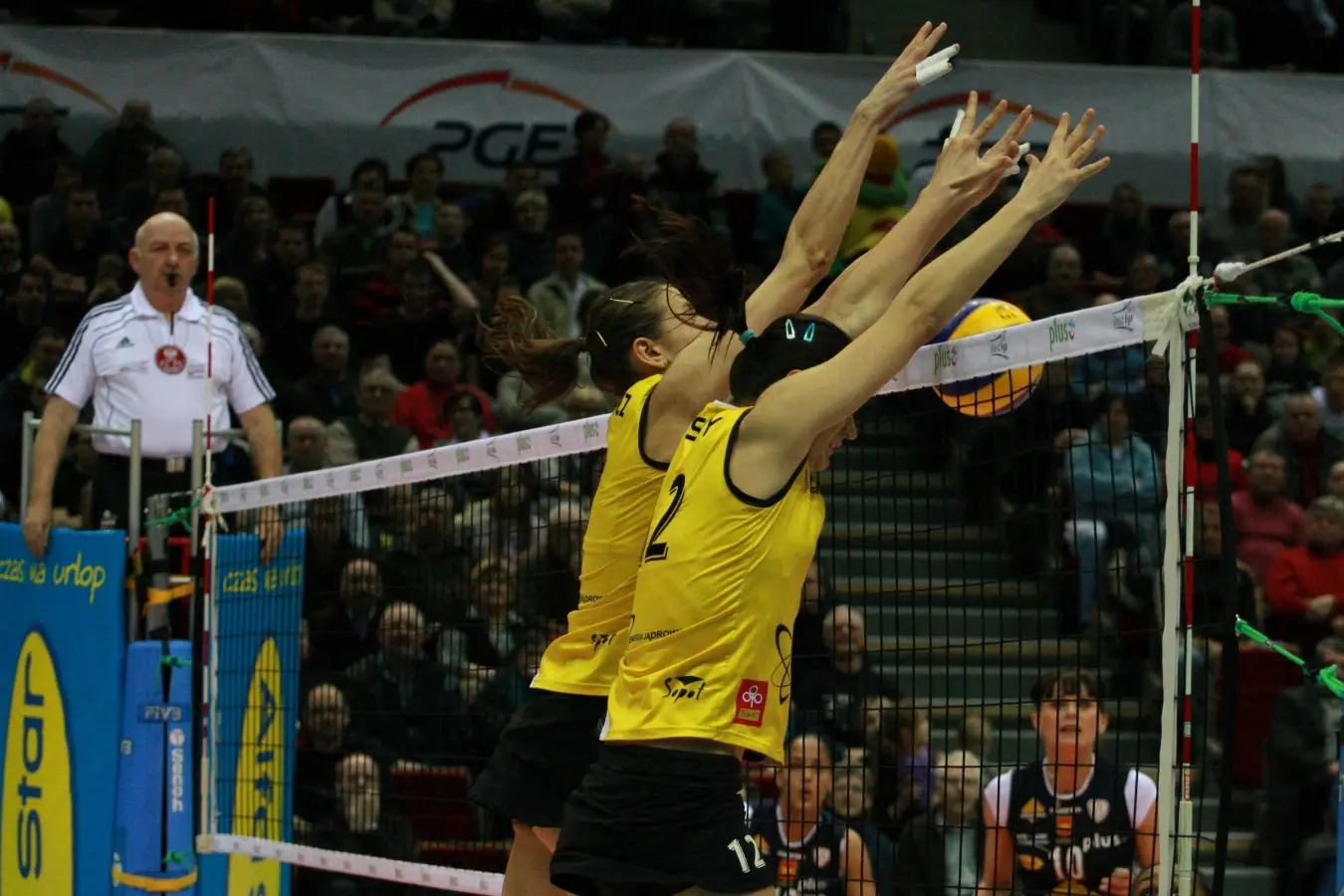 Budowlani Łódź players during a women’s volleyball match