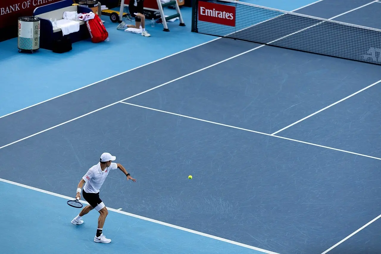 Kei Nishikori competing at the 2025 Hong Kong Open