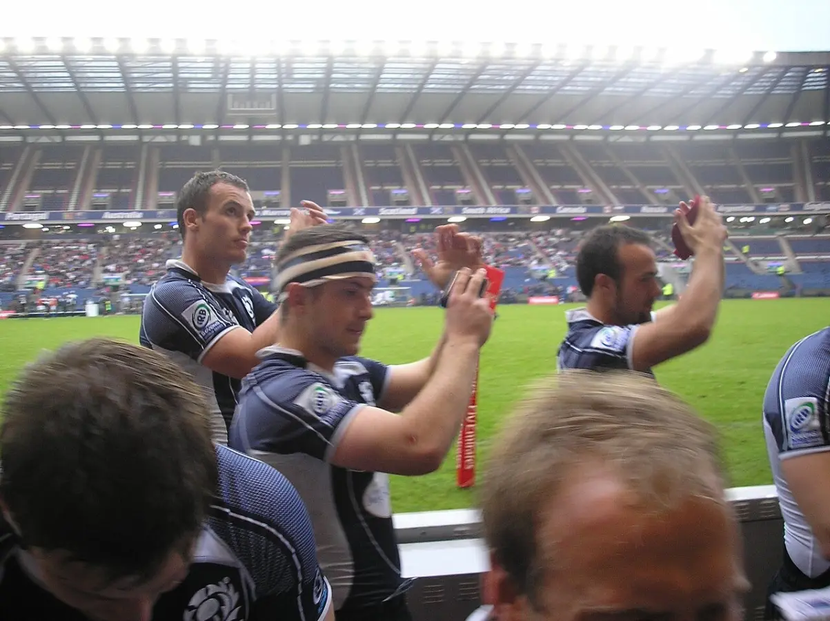 The Scotland men’s sevens team acknowledging supporters
