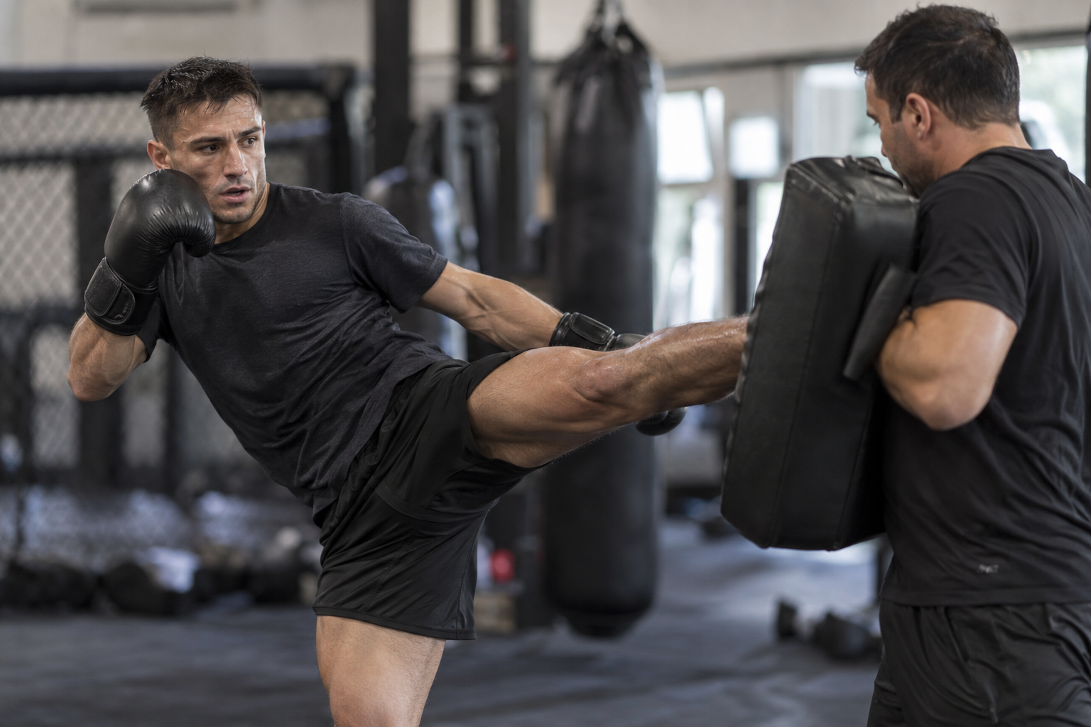 AI-generated editorial image of Esteban Ribovics during kick-pad training