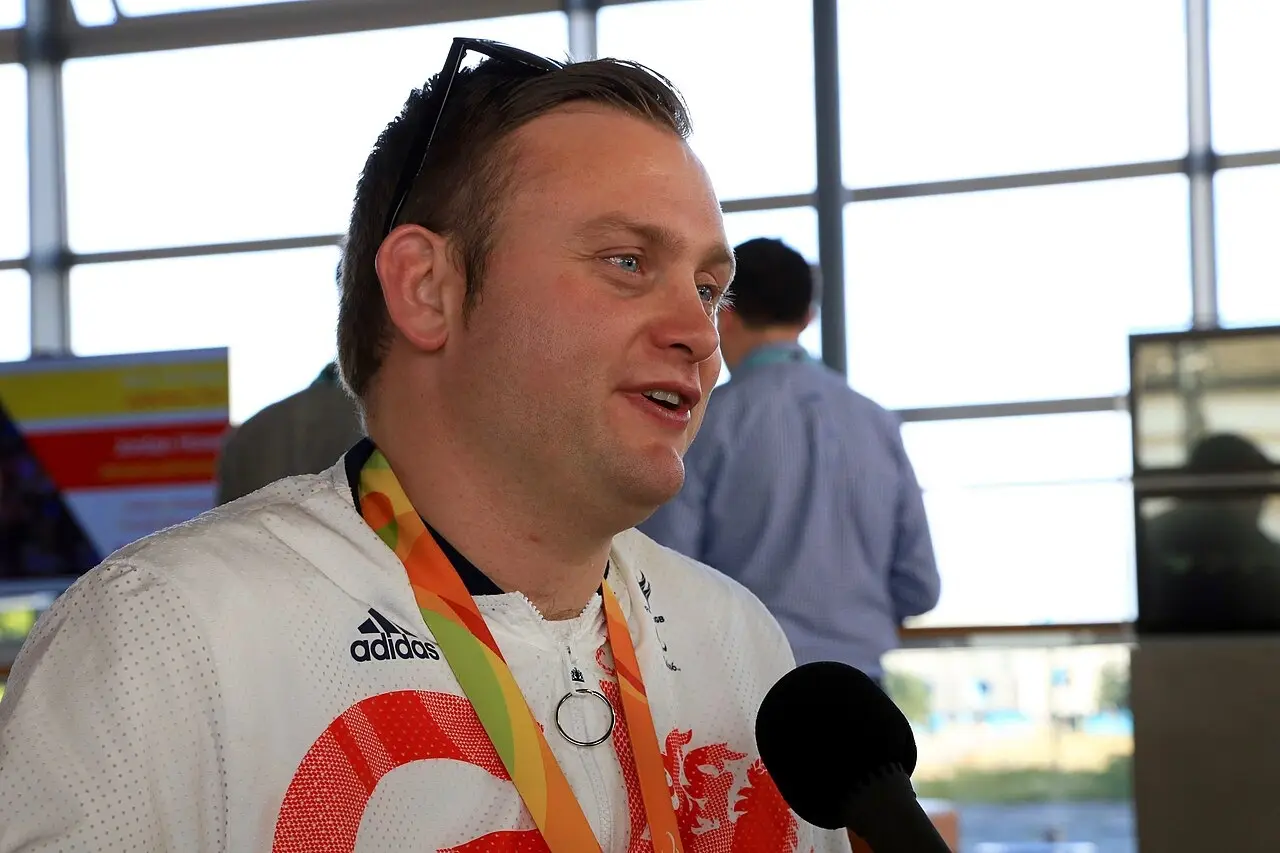Paralympic champion Rob Davies at a Welsh homecoming event