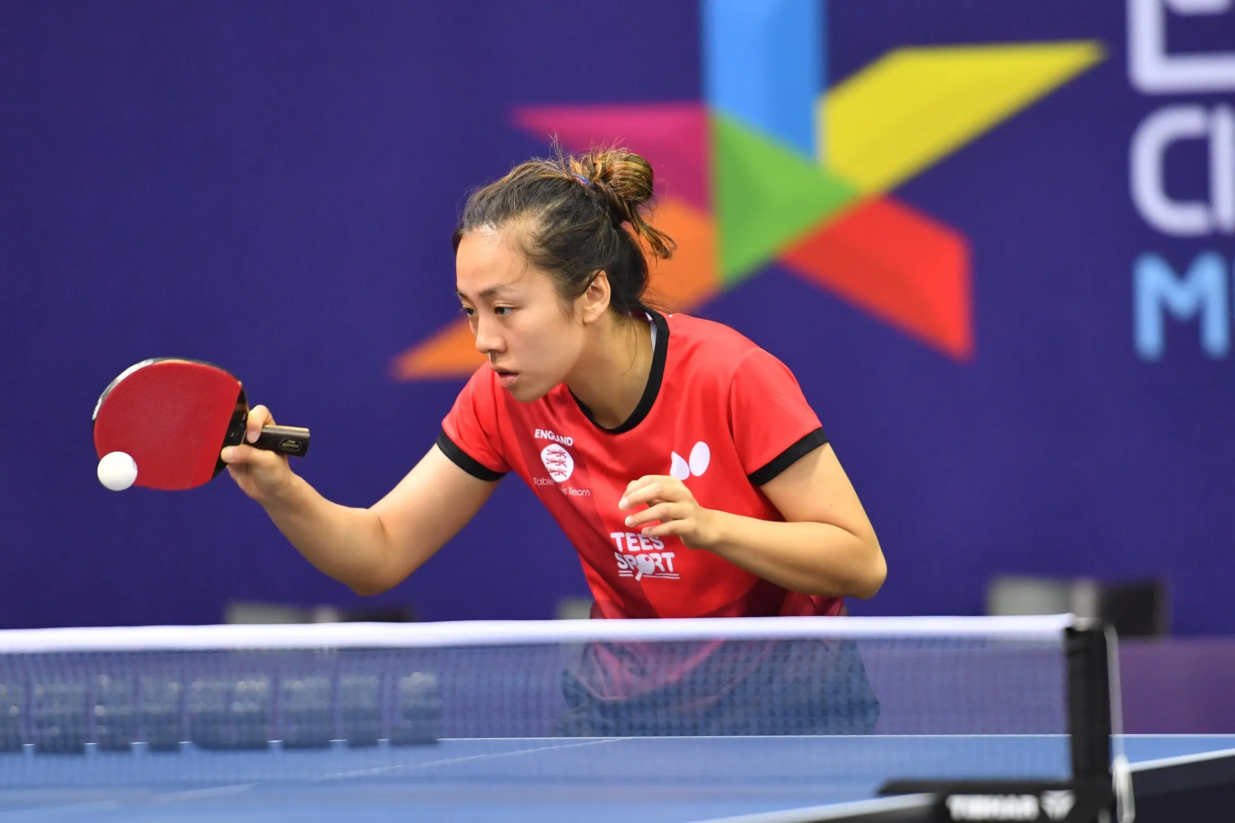 Tin-Tin Ho playing during European table tennis competition
