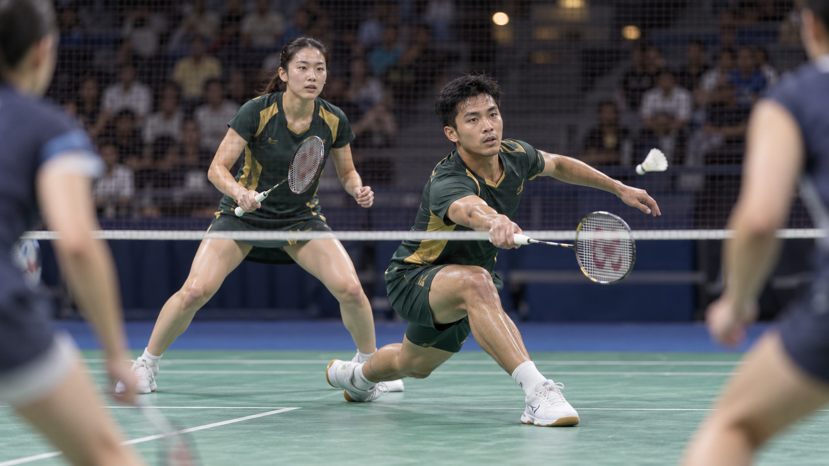 AI-generated editorial reconstruction of Andika Ramadiansyah and Nozomi Shimizu playing the North Harbour final