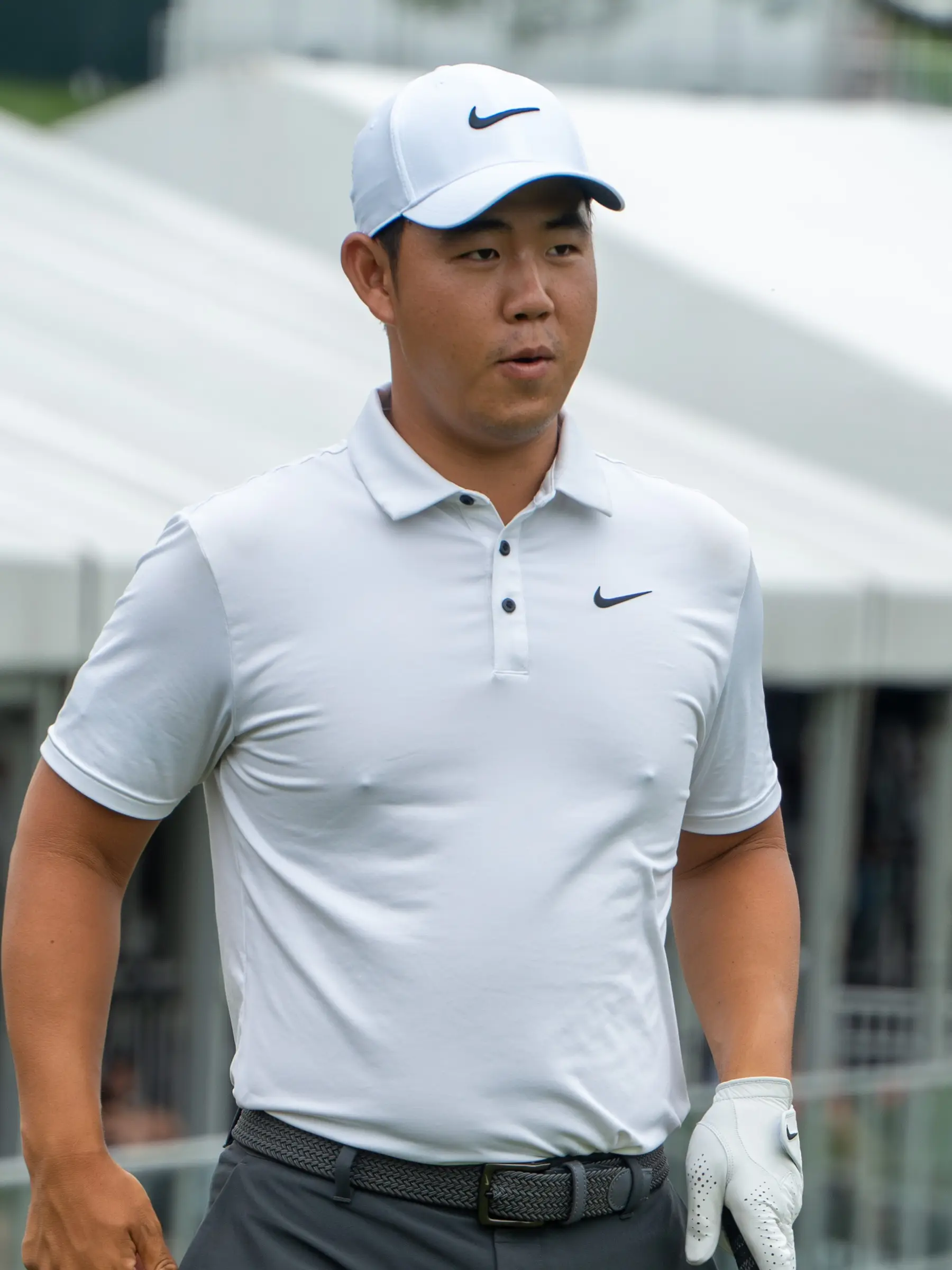Tom Kim competing during the Travelers Championship