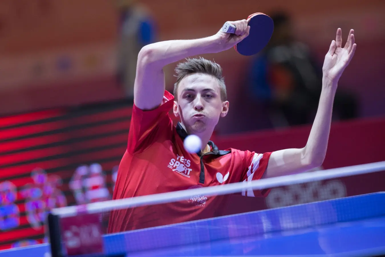 Liam Pitchford competing at the World Team Table Tennis Championships