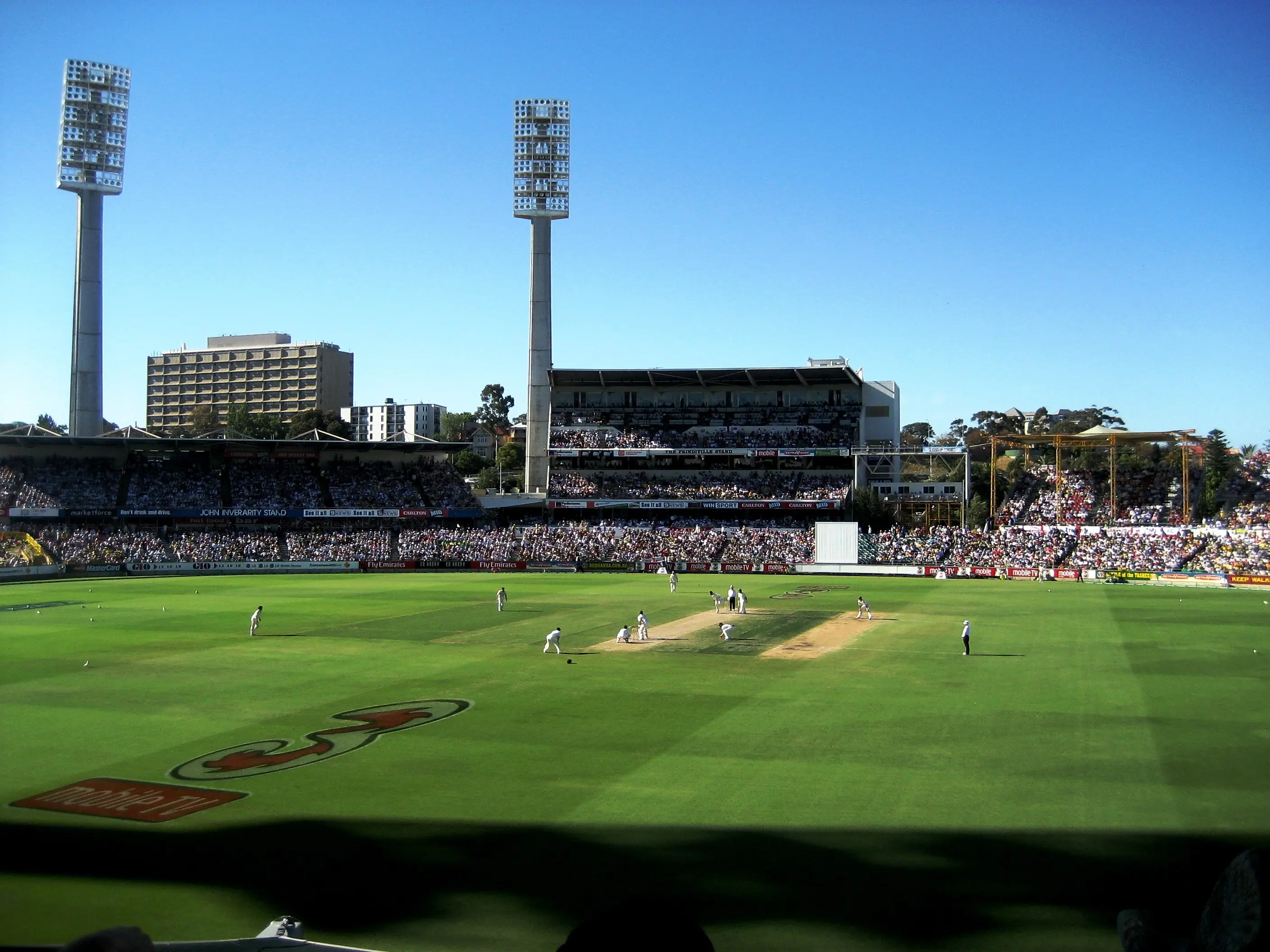 England bowling to Australia at the WACA Ground in Perth