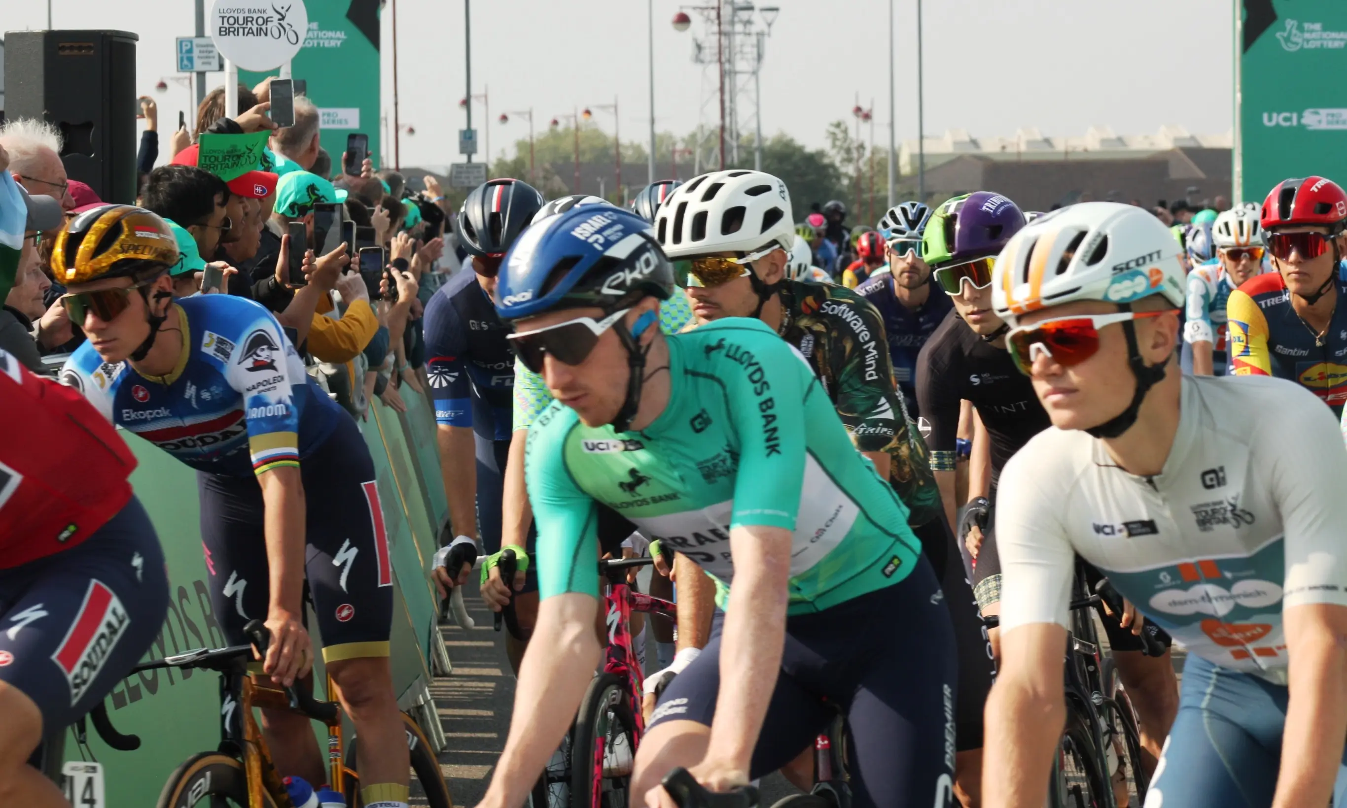 Remco Evenepoel riding in the Tour of Britain