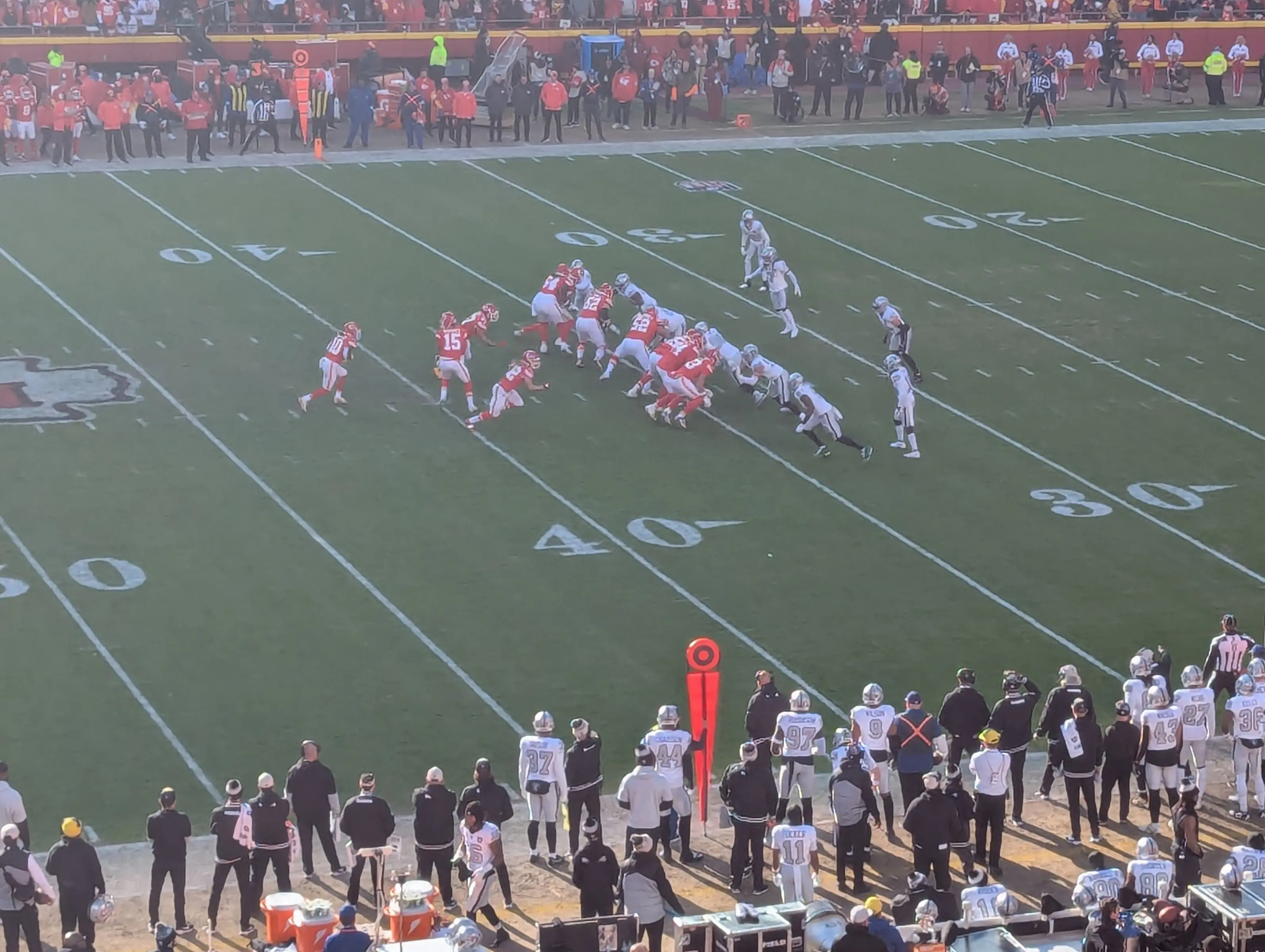Kansas City Chiefs in action against the Las Vegas Raiders
