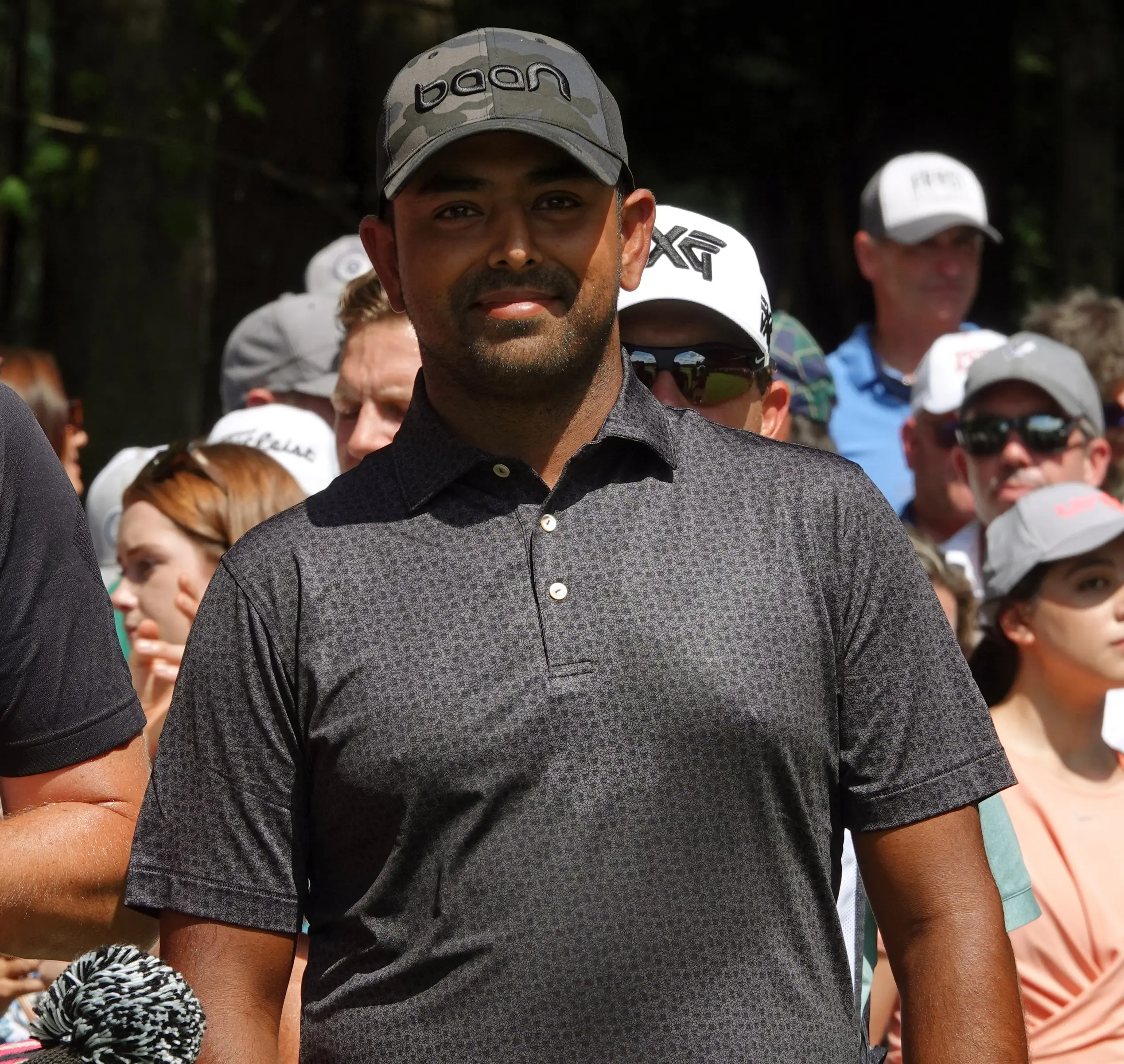 Anirban Lahiri on the first tee at a LIV Golf event