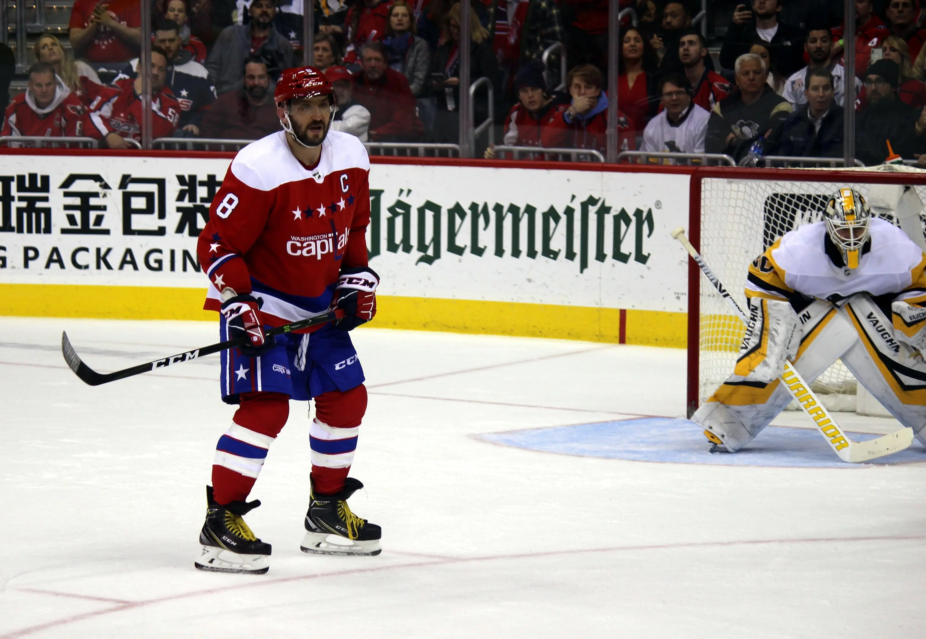 Alex Ovechkin playing for the Washington Capitals