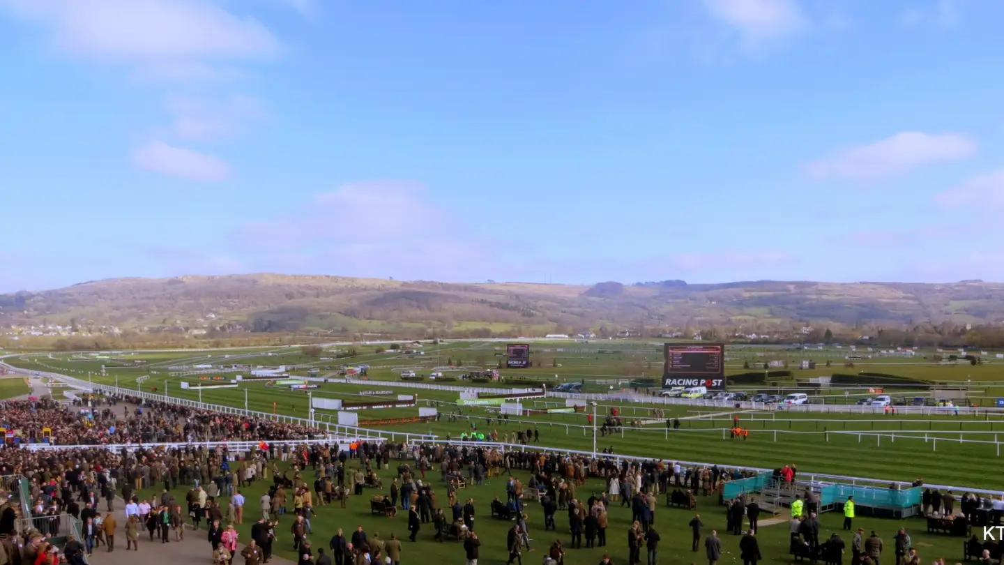 The track and grandstands at Cheltenham Racecourse