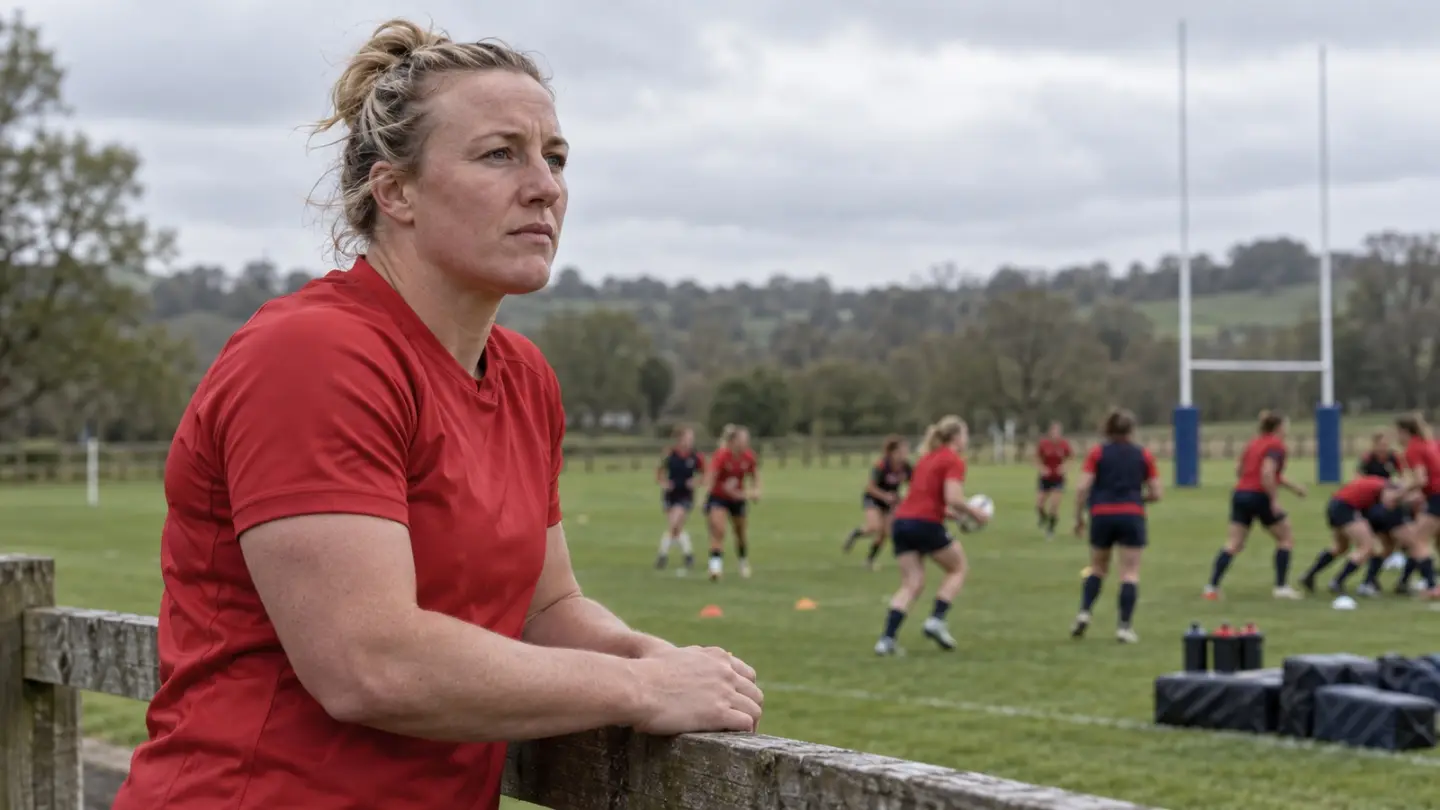 AI-generated editorial reconstruction of Marlie Packer at an England training ground