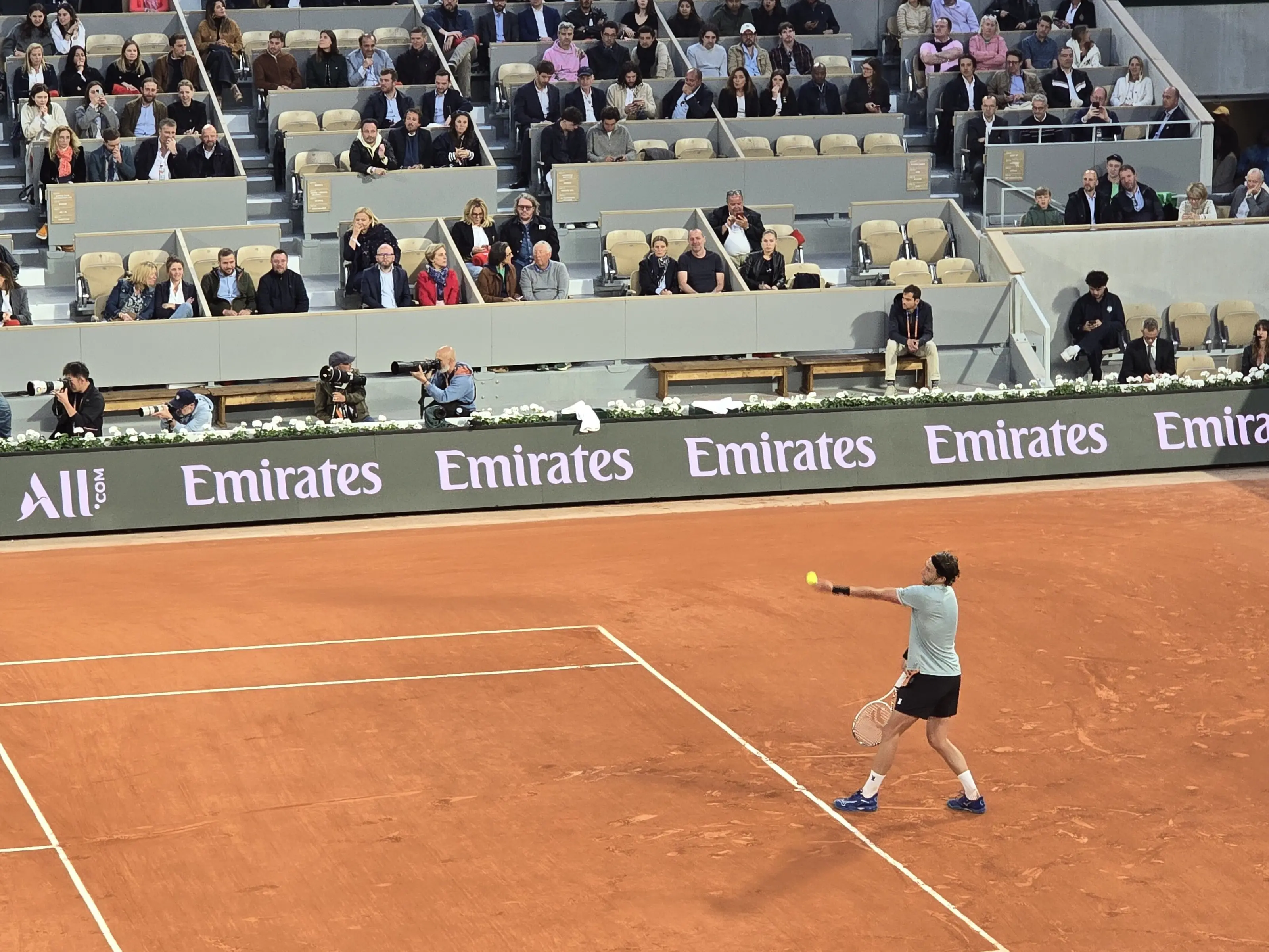 Jannik Sinner playing a match at Roland Garros