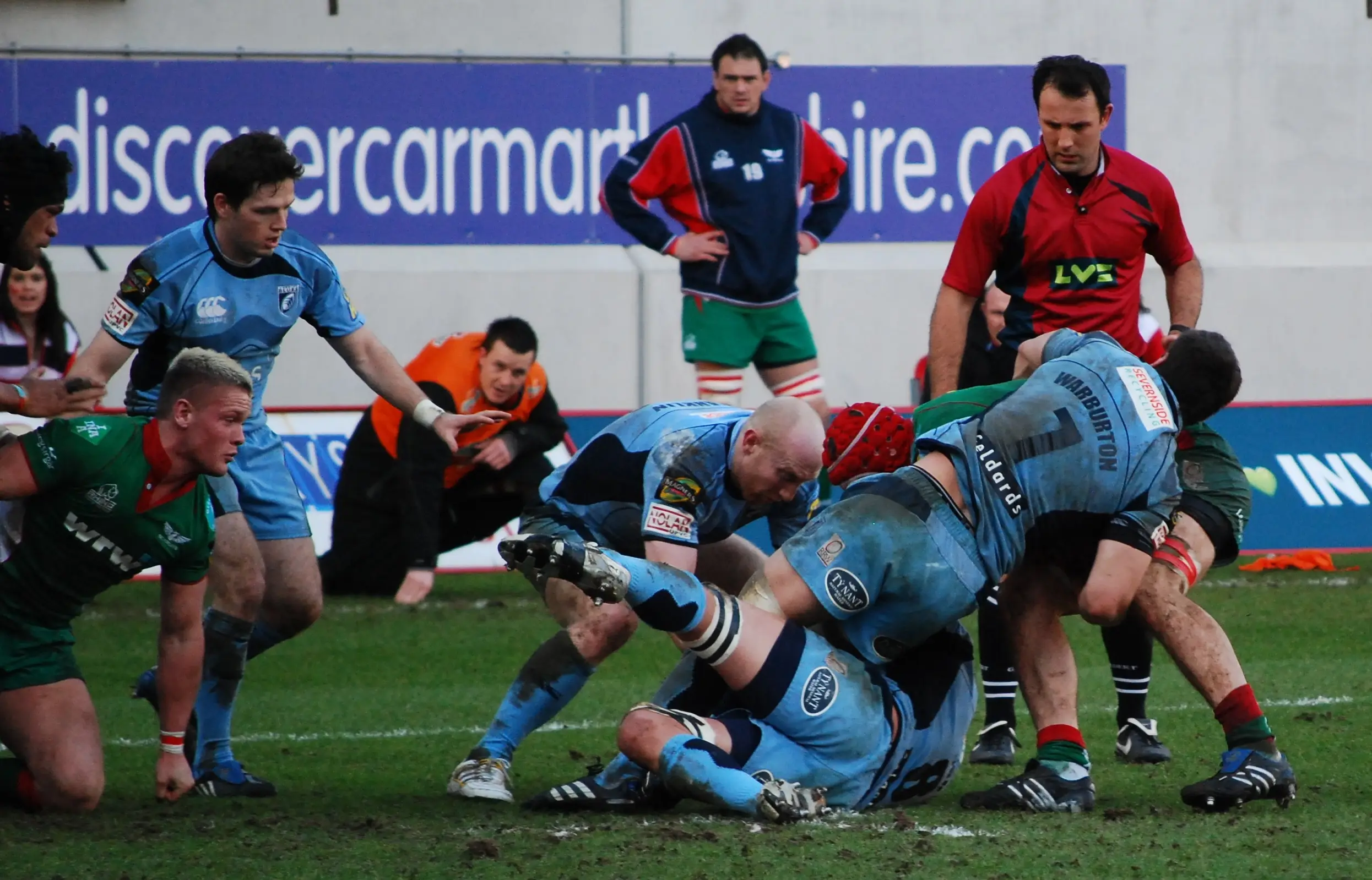 Scarlets playing Cardiff in an archive Welsh rugby match