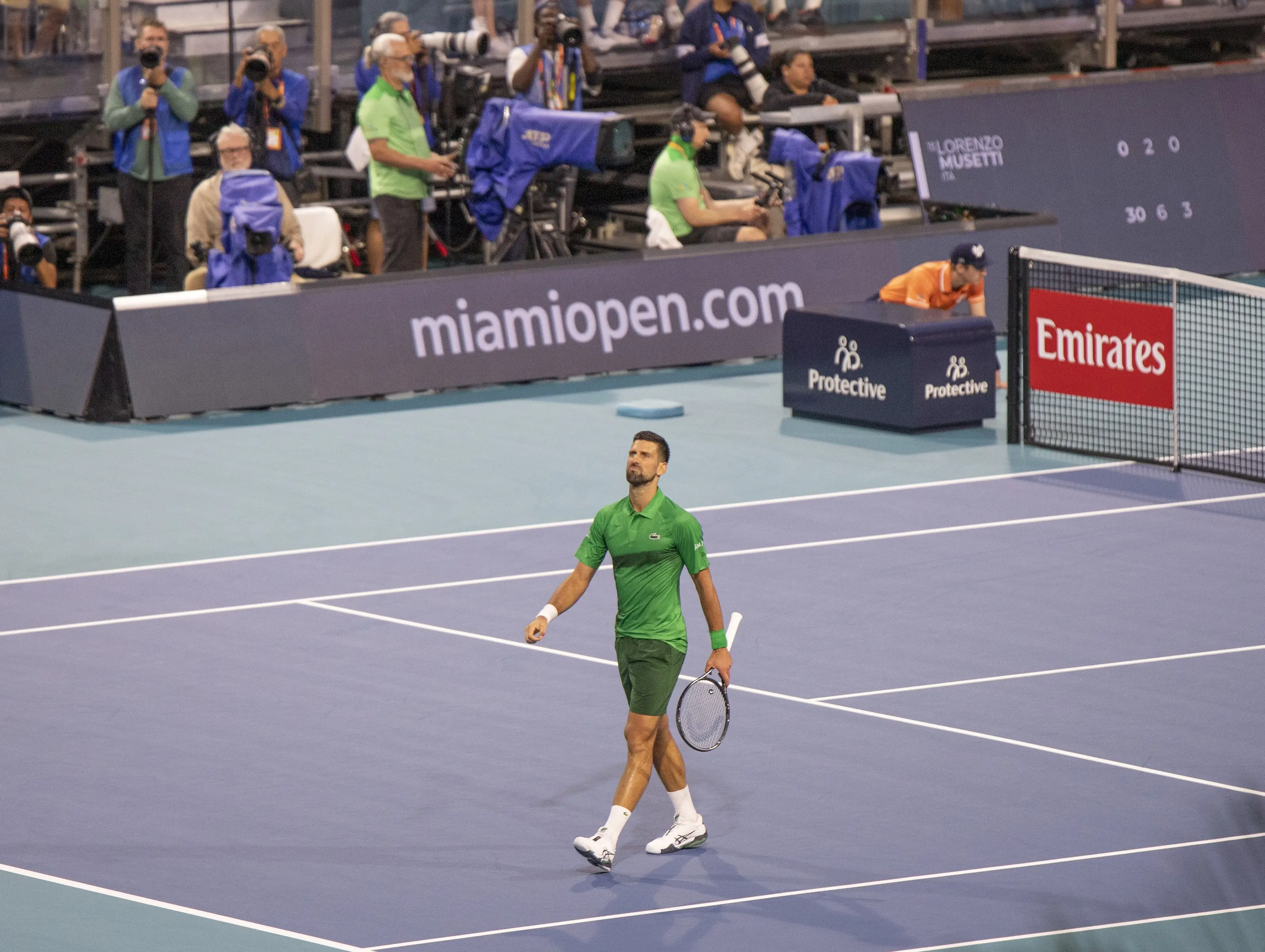 Novak Djokovic at the 2025 Miami Open, archive photograph