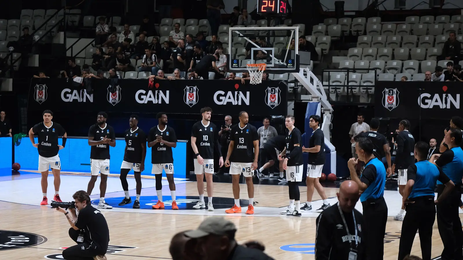 London Lions men's basketball players during a 2025 EuroCup game