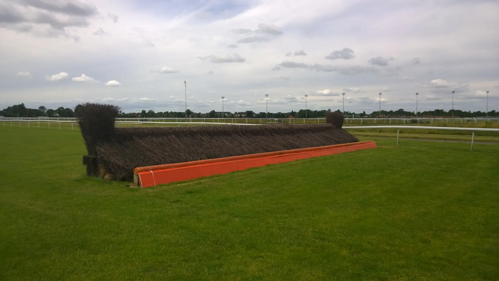 A horse jump at Kempton Park in an archive photograph