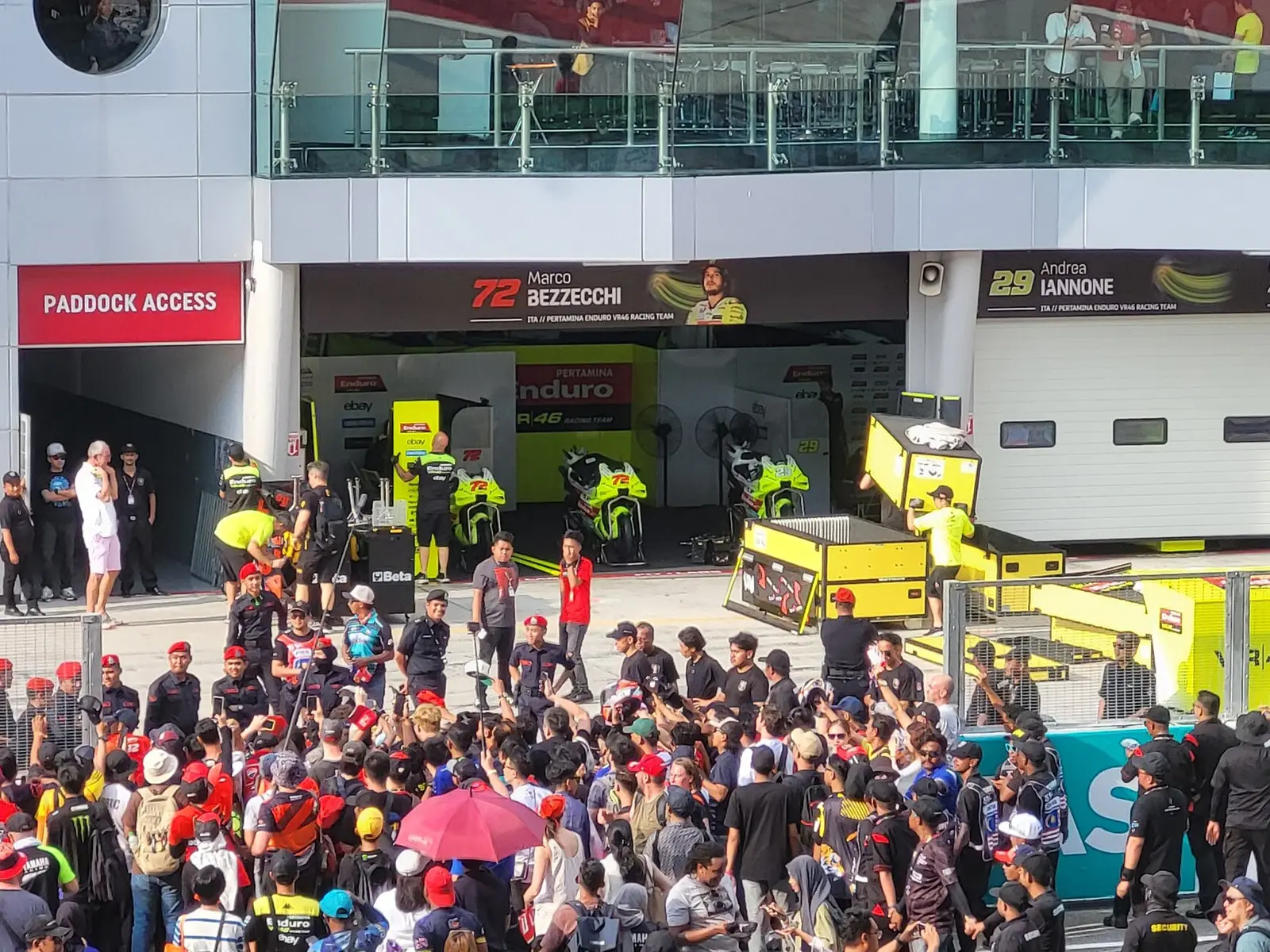 MotoGP team garage at Sepang in an archive photograph
