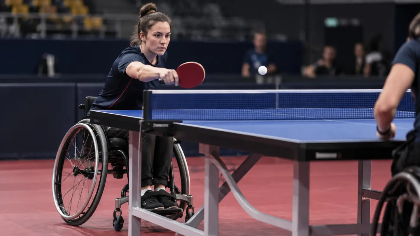 AI-generated illustration of women’s para table tennis; not Lowri Hurd or the Murcia event