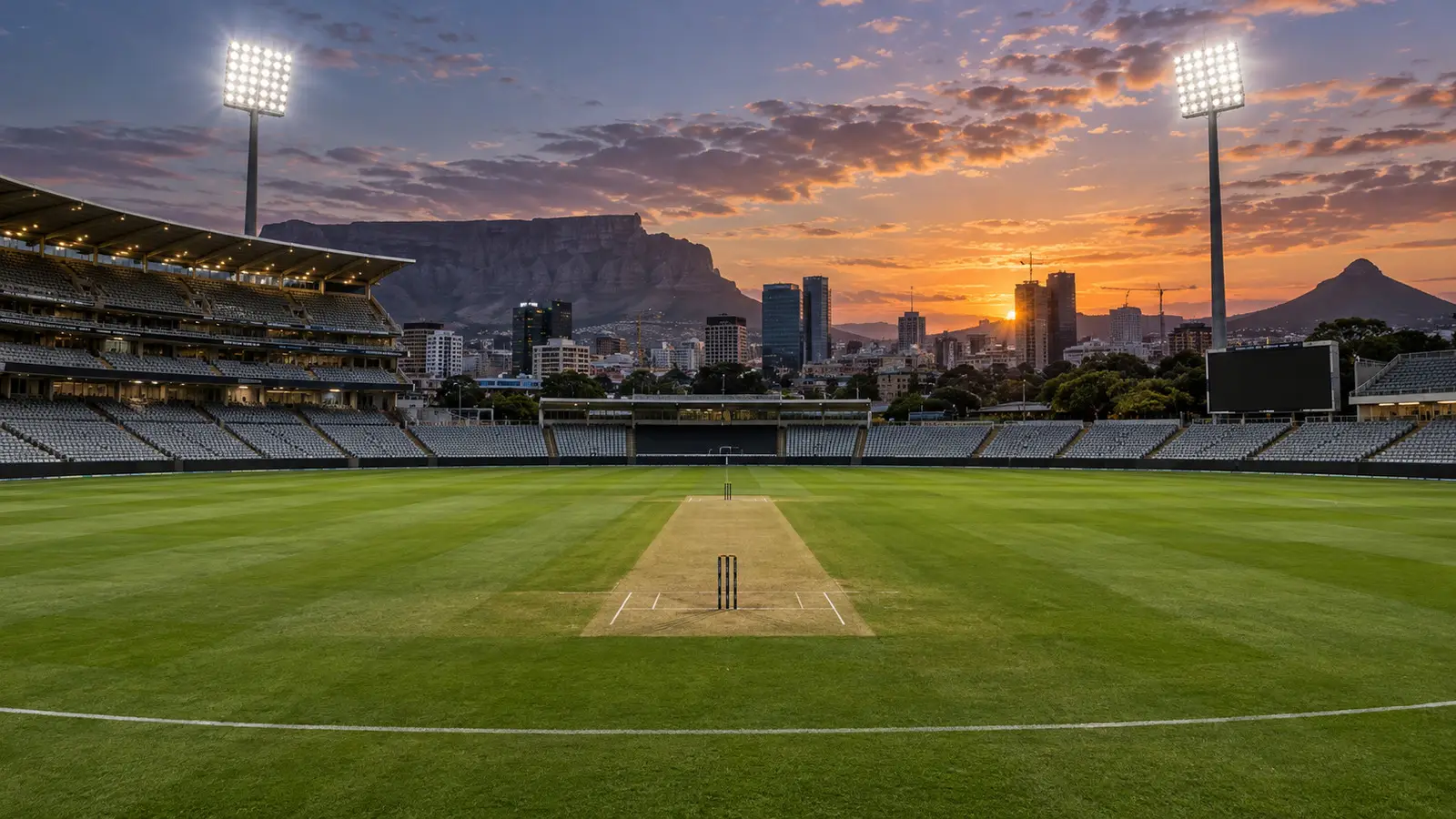 AI-generated editorial illustration of conceptual south african cricket stadium; not the actual auction, player or venue