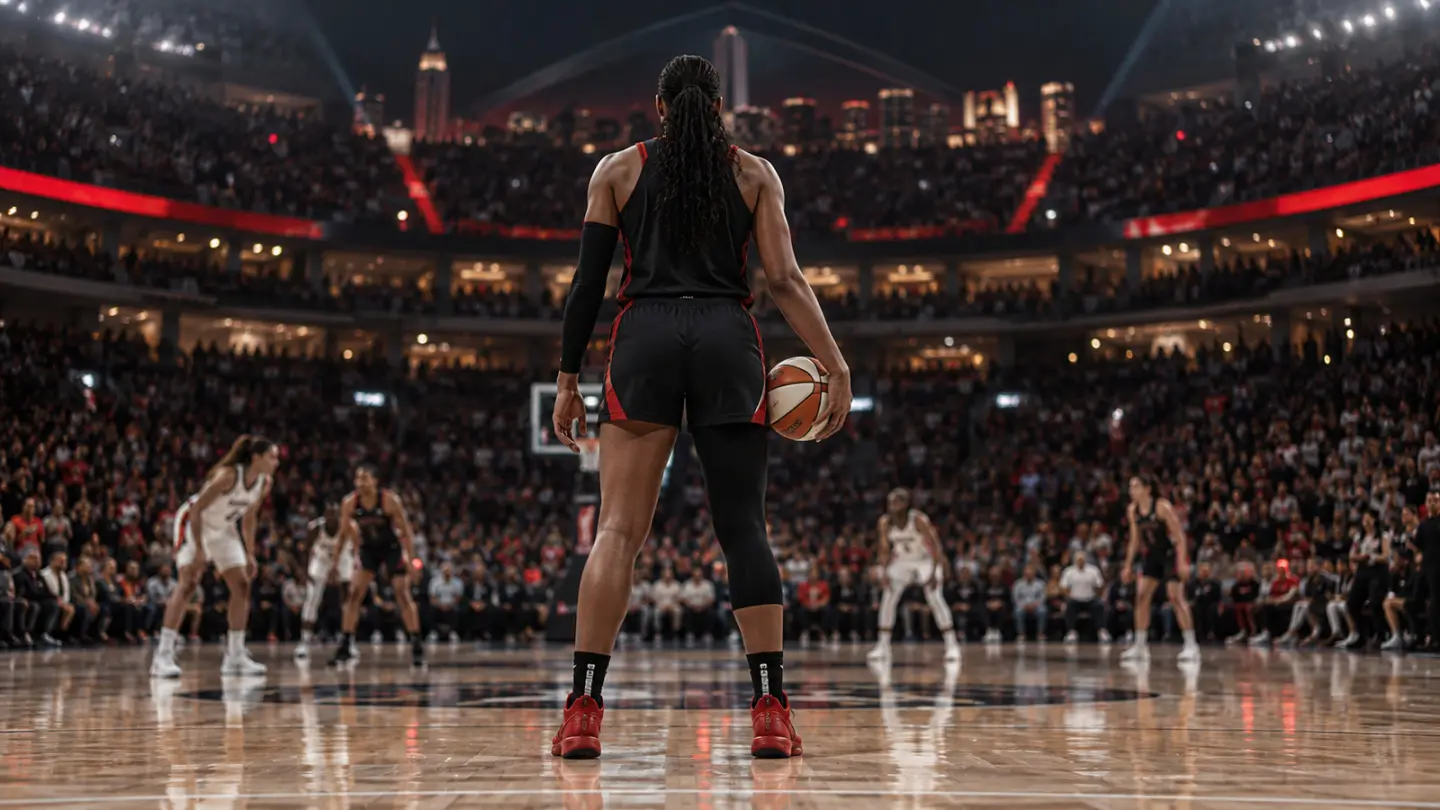 AI-generated editorial basketball scene; not A’ja Wilson or the actual WNBA playoff game