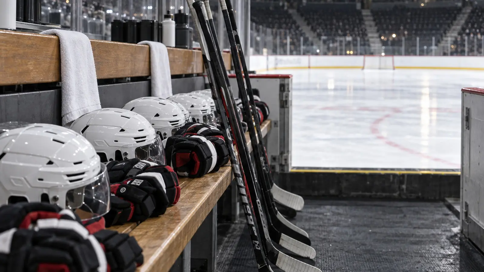 Conceptual empty professional hockey bench