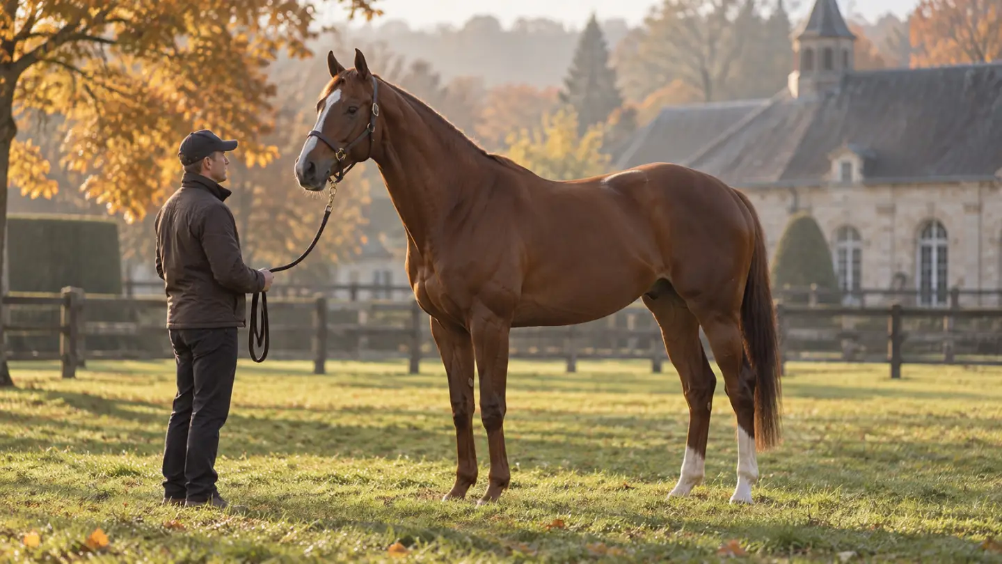 Conceptual thoroughbred at a stud farm, not Daryz